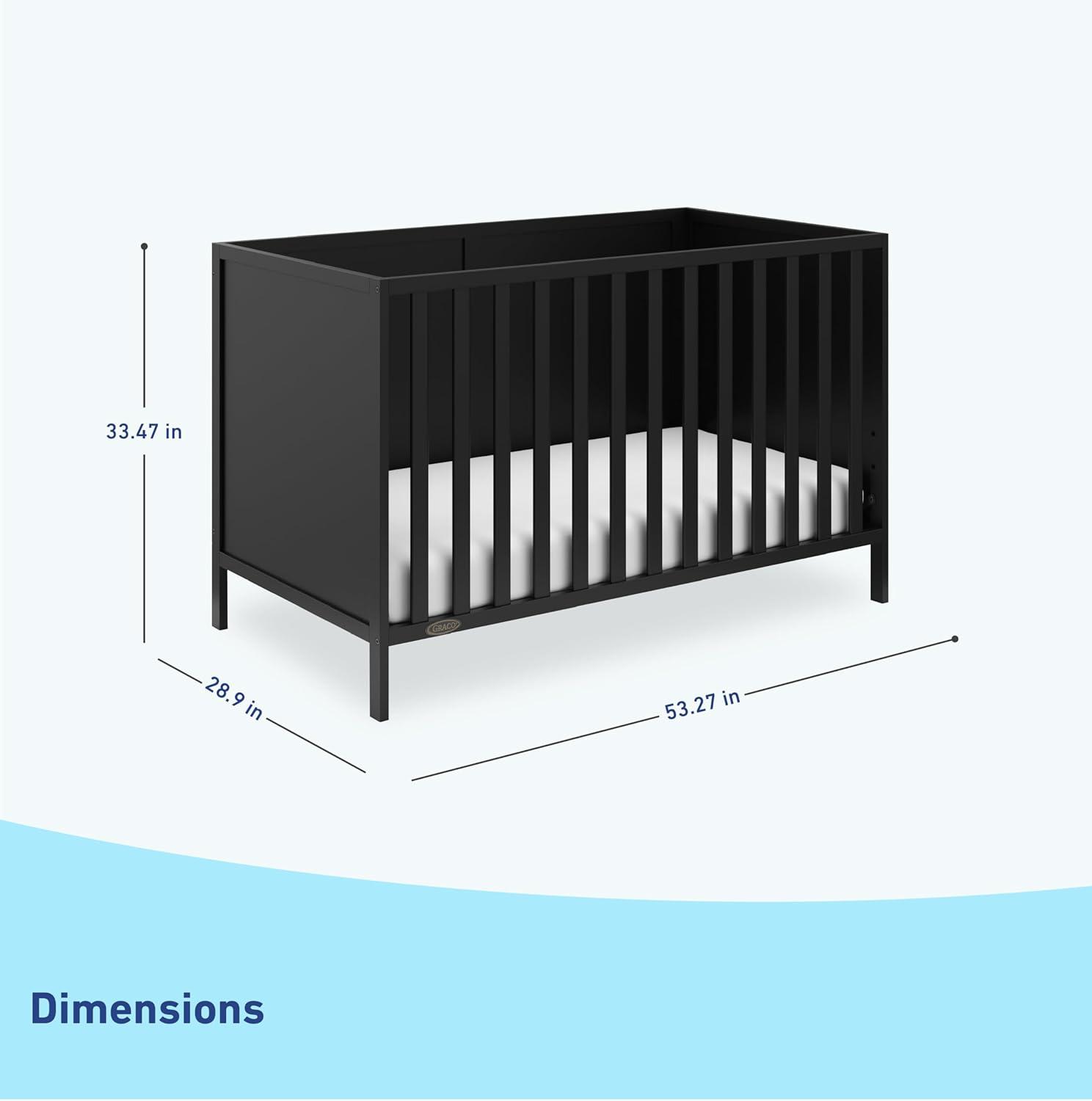 imageGraco Theo 3in1 Convertible Baby Crib White GREENGUARD Gold Certified Converts to Toddler Bed ampamp Daybed Fits Standard FullSize Baby Crib Mattress 4 Adjustable Mattress HeightsBlack