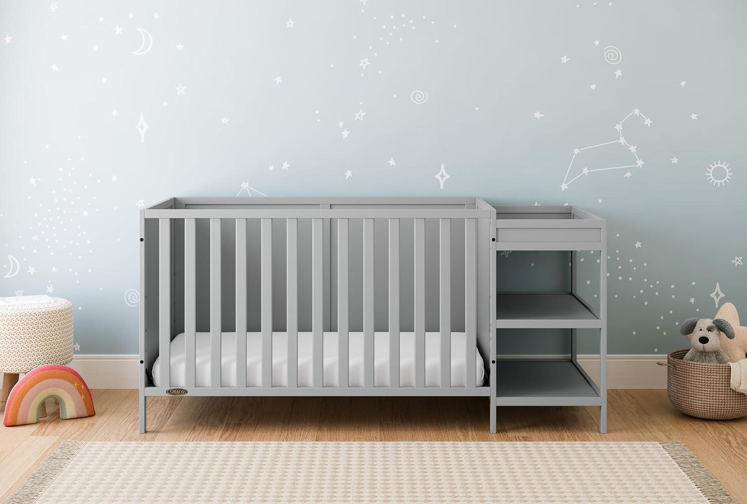 imageGraco Theo 3in1 Convertible Baby Crib White GREENGUARD Gold Certified Converts to Toddler Bed ampamp Daybed Fits Standard FullSize Baby Crib Mattress 4 Adjustable Mattress HeightsPebble Gray