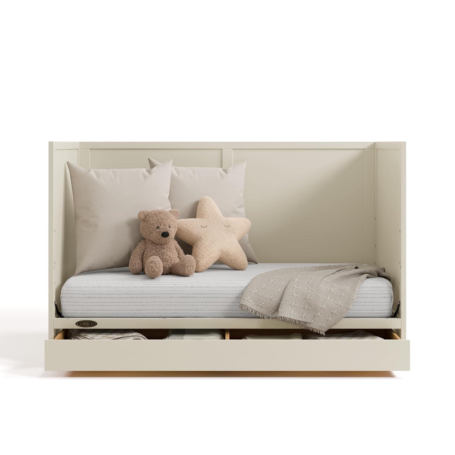 imageGraco Theo 3in1 Convertible Baby Crib White GREENGUARD Gold Certified Converts to Toddler Bed ampamp Daybed Fits Standard FullSize Baby Crib Mattress 4 Adjustable Mattress HeightsFrosted Oat