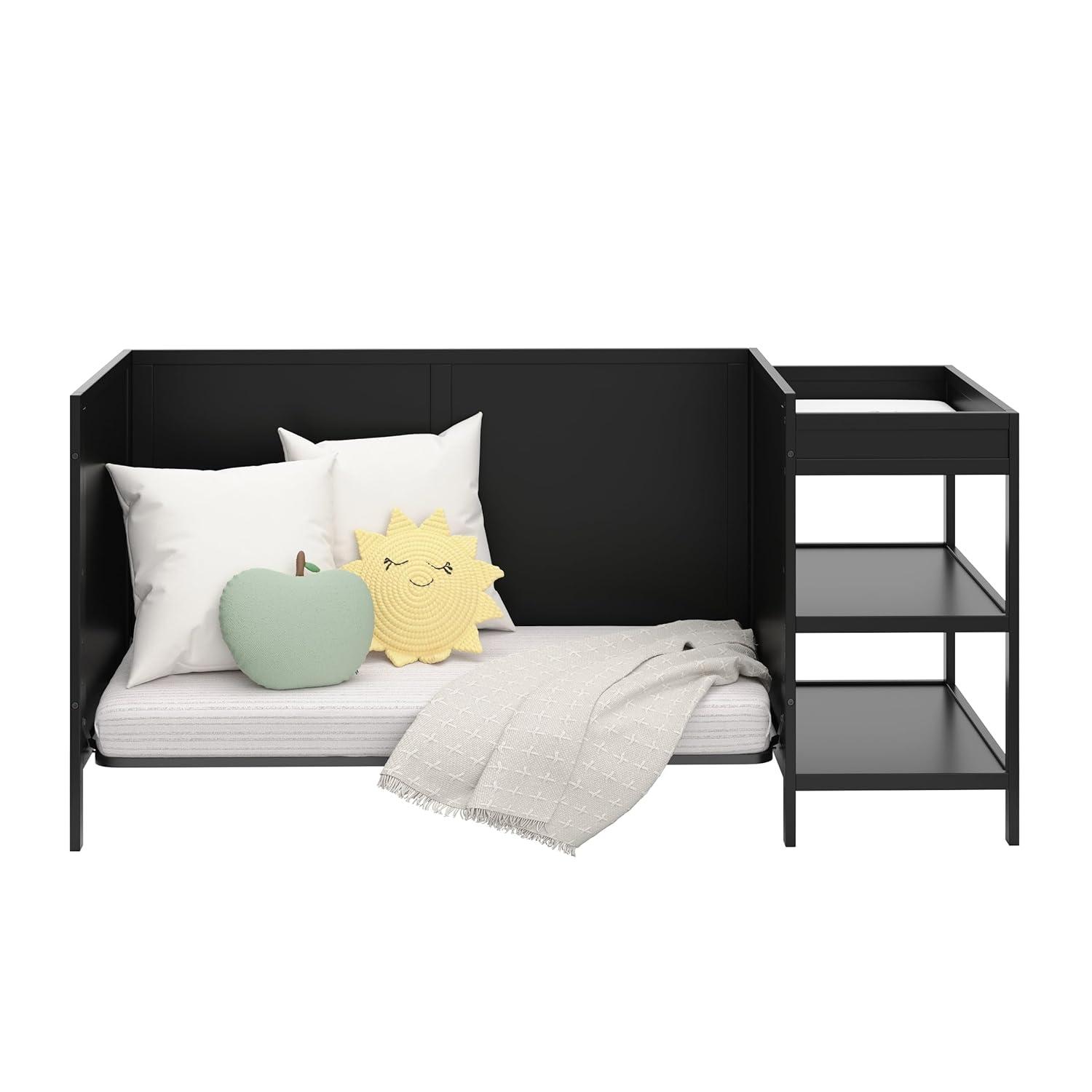 imageGraco Theo 3in1 Convertible Baby Crib White GREENGUARD Gold Certified Converts to Toddler Bed ampamp Daybed Fits Standard FullSize Baby Crib Mattress 4 Adjustable Mattress HeightsBlack