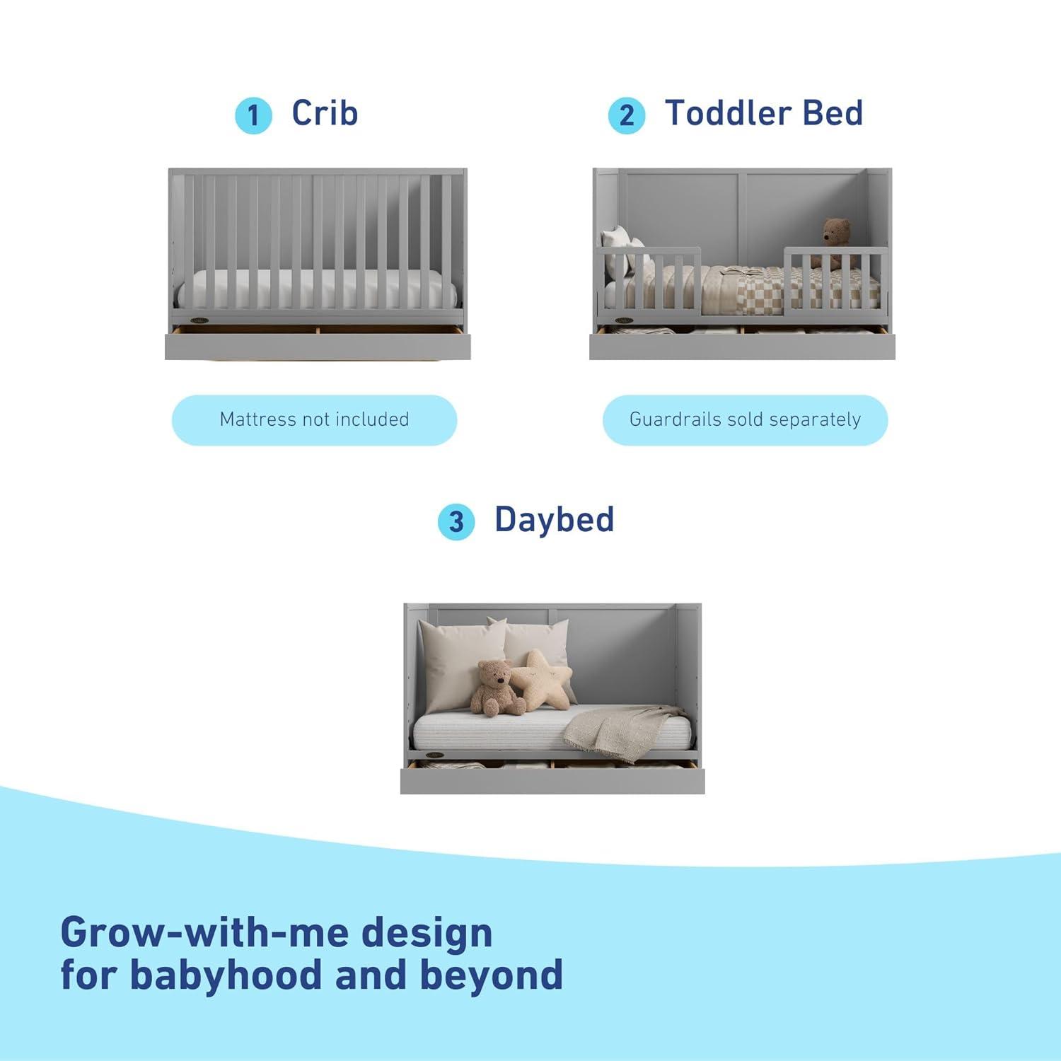 imageGraco Theo 3in1 Convertible Baby Crib White GREENGUARD Gold Certified Converts to Toddler Bed ampamp Daybed Fits Standard FullSize Baby Crib Mattress 4 Adjustable Mattress HeightsPebble Gray