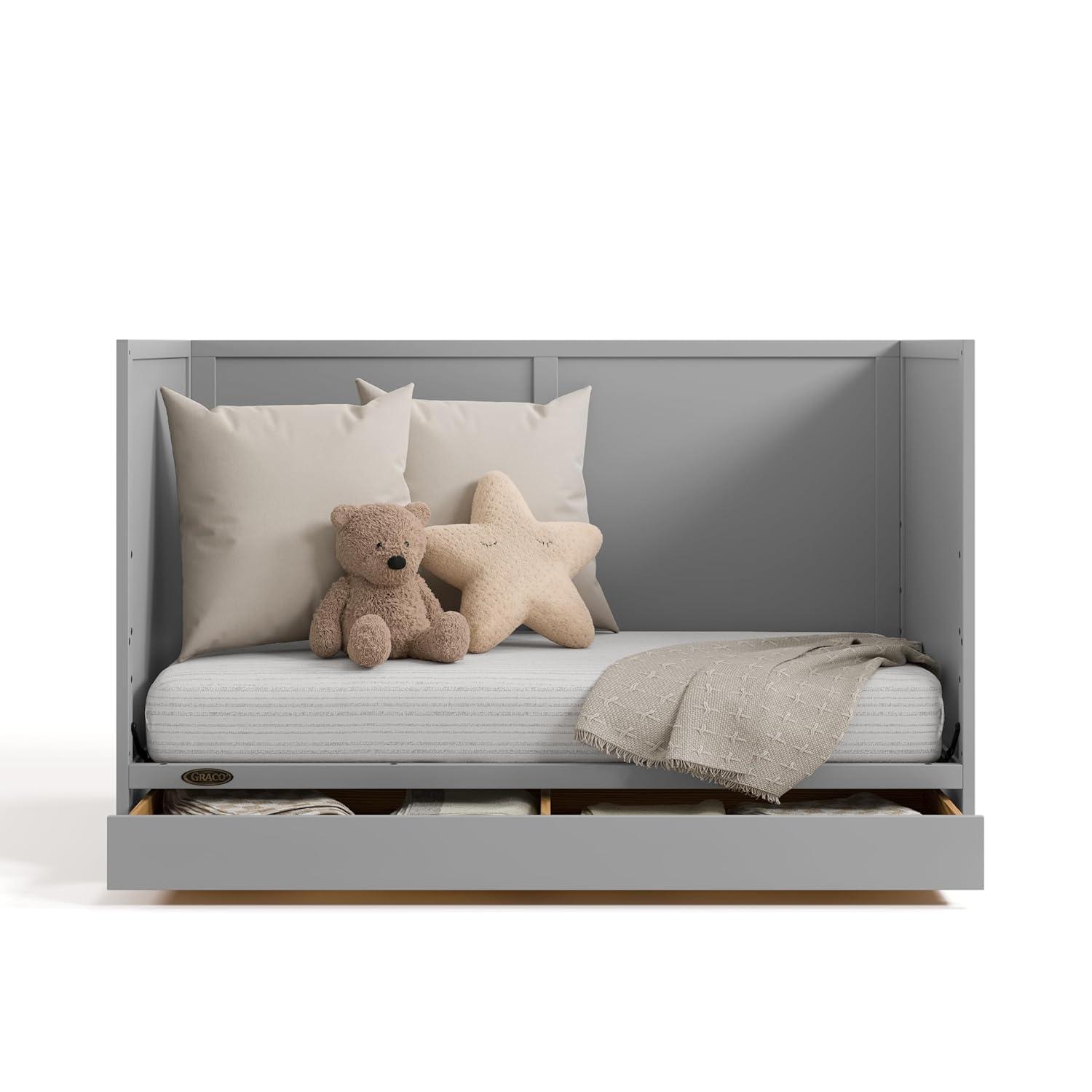 imageGraco Theo 3in1 Convertible Baby Crib White GREENGUARD Gold Certified Converts to Toddler Bed ampamp Daybed Fits Standard FullSize Baby Crib Mattress 4 Adjustable Mattress HeightsPebble Gray