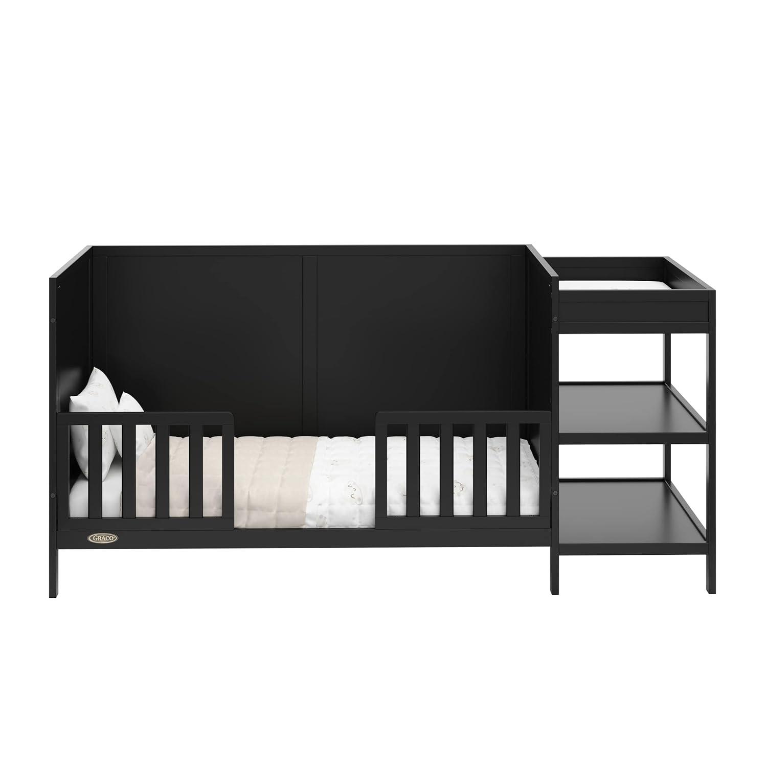 imageGraco Theo 3in1 Convertible Baby Crib White GREENGUARD Gold Certified Converts to Toddler Bed ampamp Daybed Fits Standard FullSize Baby Crib Mattress 4 Adjustable Mattress HeightsBlack