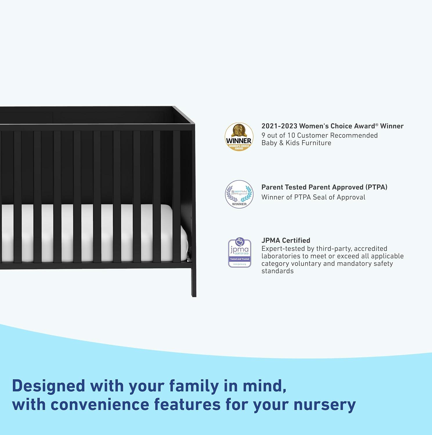 imageGraco Theo 3in1 Convertible Baby Crib White GREENGUARD Gold Certified Converts to Toddler Bed ampamp Daybed Fits Standard FullSize Baby Crib Mattress 4 Adjustable Mattress HeightsBlack