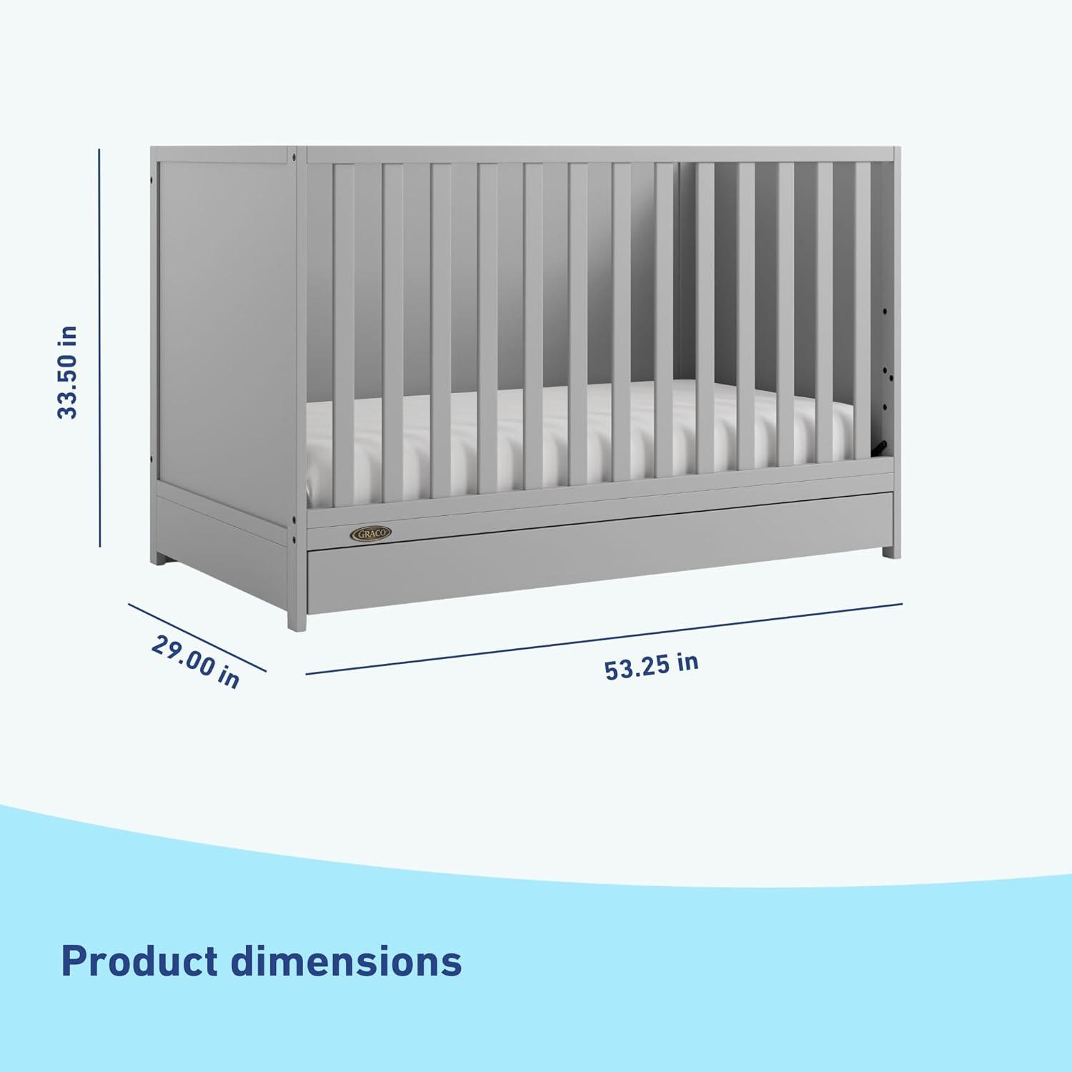 imageGraco Theo 3in1 Convertible Baby Crib White GREENGUARD Gold Certified Converts to Toddler Bed ampamp Daybed Fits Standard FullSize Baby Crib Mattress 4 Adjustable Mattress HeightsPebble Gray