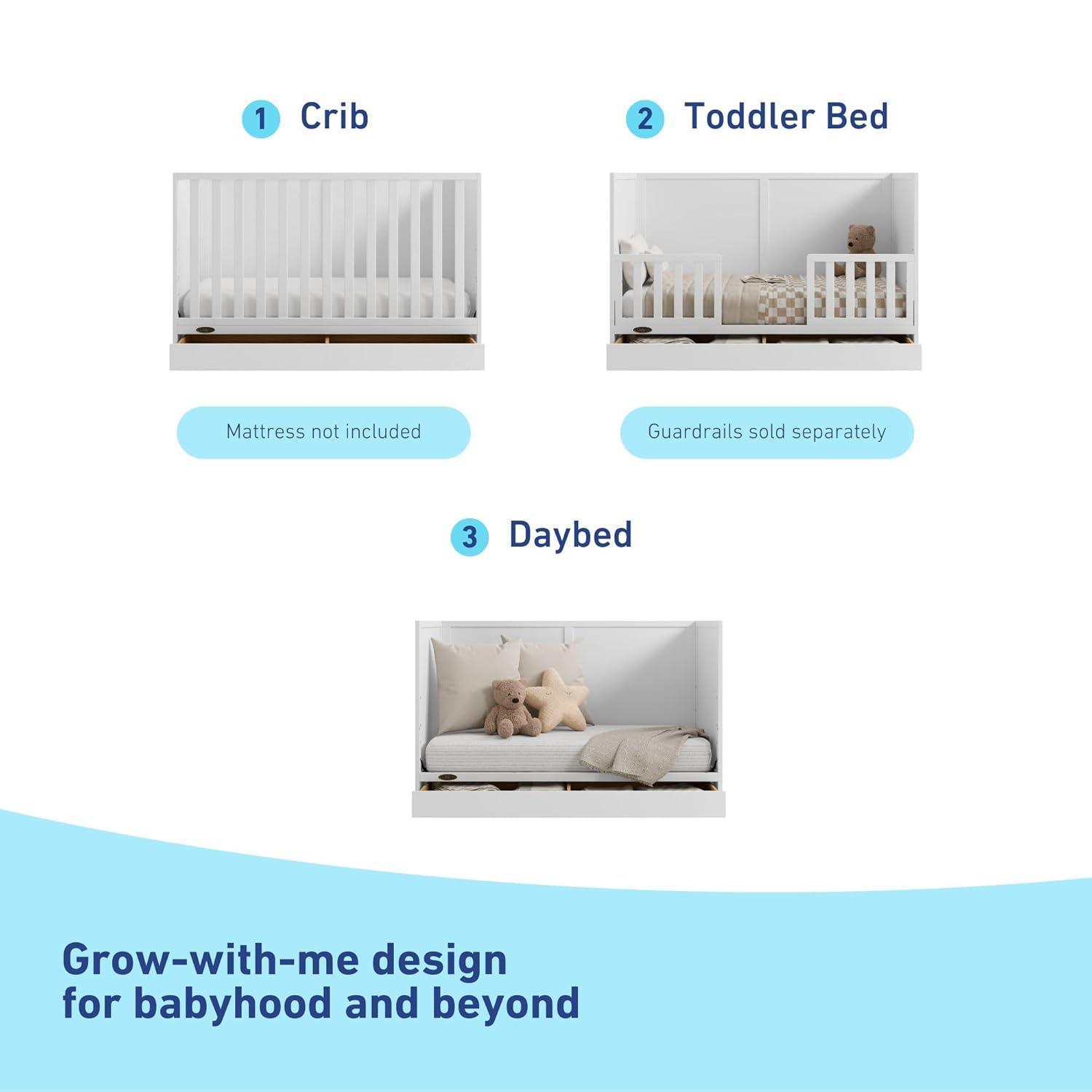 imageGraco Theo 3in1 Convertible Baby Crib White GREENGUARD Gold Certified Converts to Toddler Bed ampamp Daybed Fits Standard FullSize Baby Crib Mattress 4 Adjustable Mattress HeightsWhite