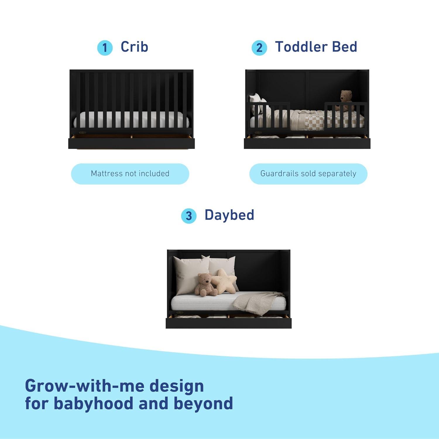 imageGraco Theo 3in1 Convertible Baby Crib White GREENGUARD Gold Certified Converts to Toddler Bed ampamp Daybed Fits Standard FullSize Baby Crib Mattress 4 Adjustable Mattress HeightsBlack