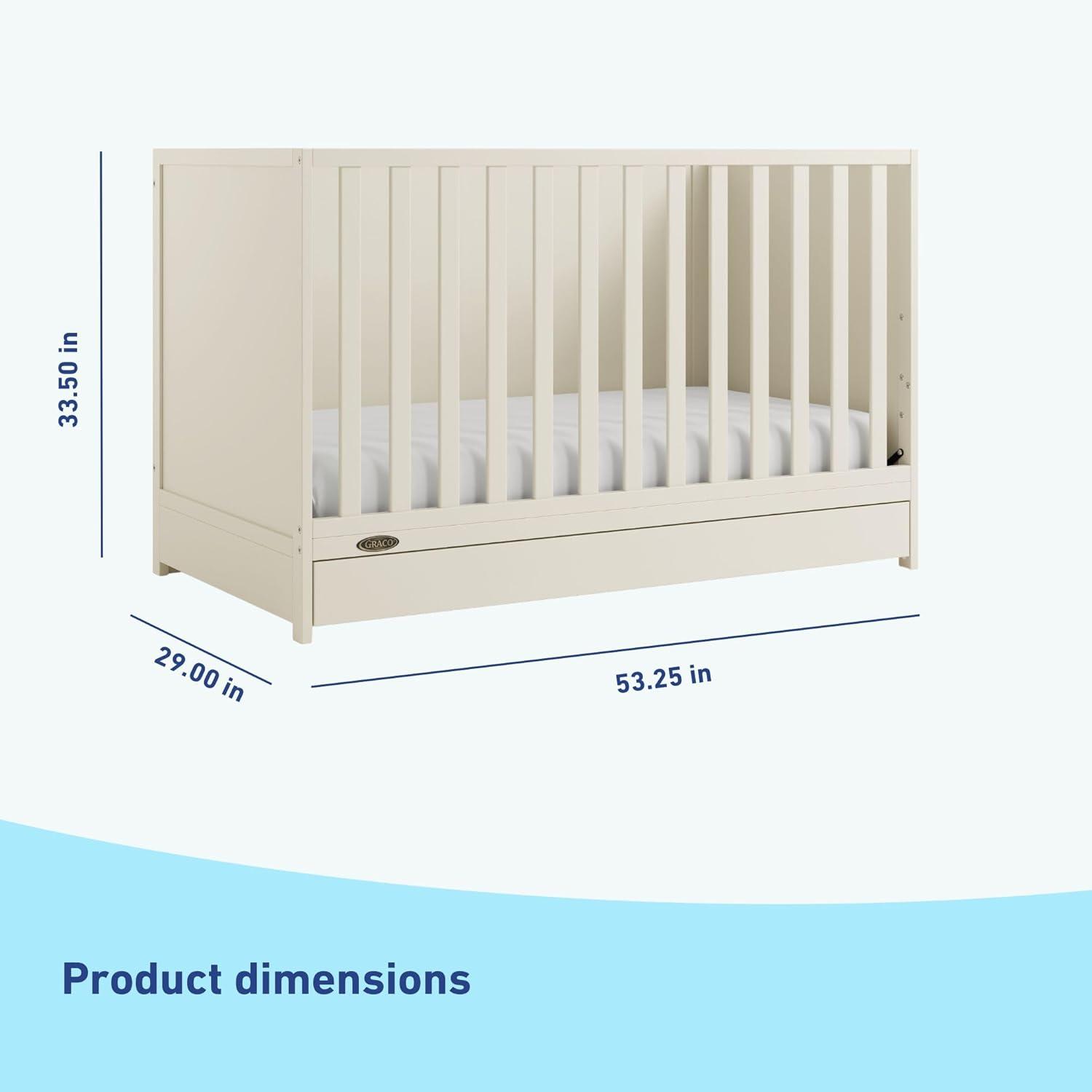 imageGraco Theo 3in1 Convertible Baby Crib White GREENGUARD Gold Certified Converts to Toddler Bed ampamp Daybed Fits Standard FullSize Baby Crib Mattress 4 Adjustable Mattress HeightsFrosted Oat