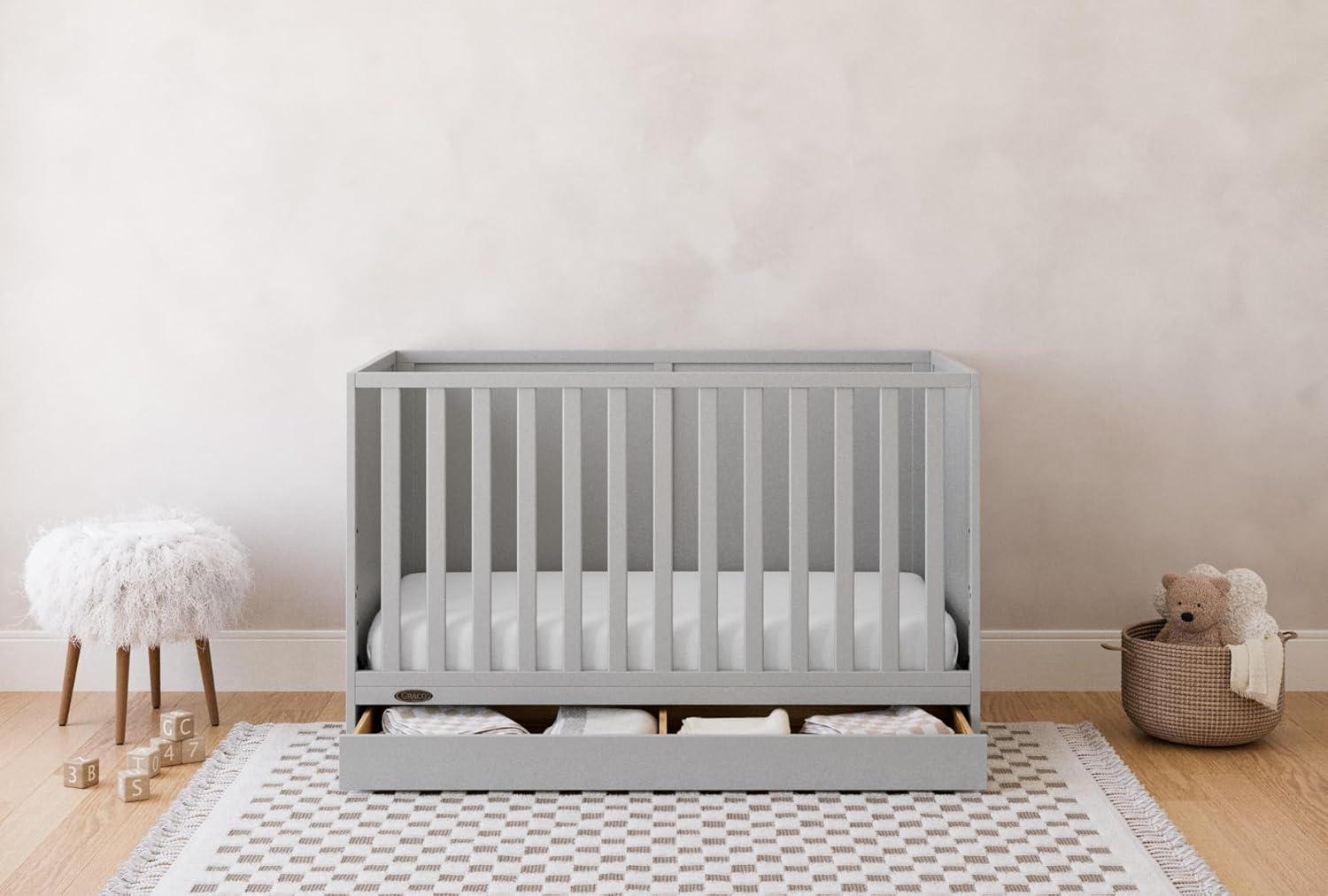 imageGraco Theo 3in1 Convertible Baby Crib White GREENGUARD Gold Certified Converts to Toddler Bed ampamp Daybed Fits Standard FullSize Baby Crib Mattress 4 Adjustable Mattress HeightsPebble Gray