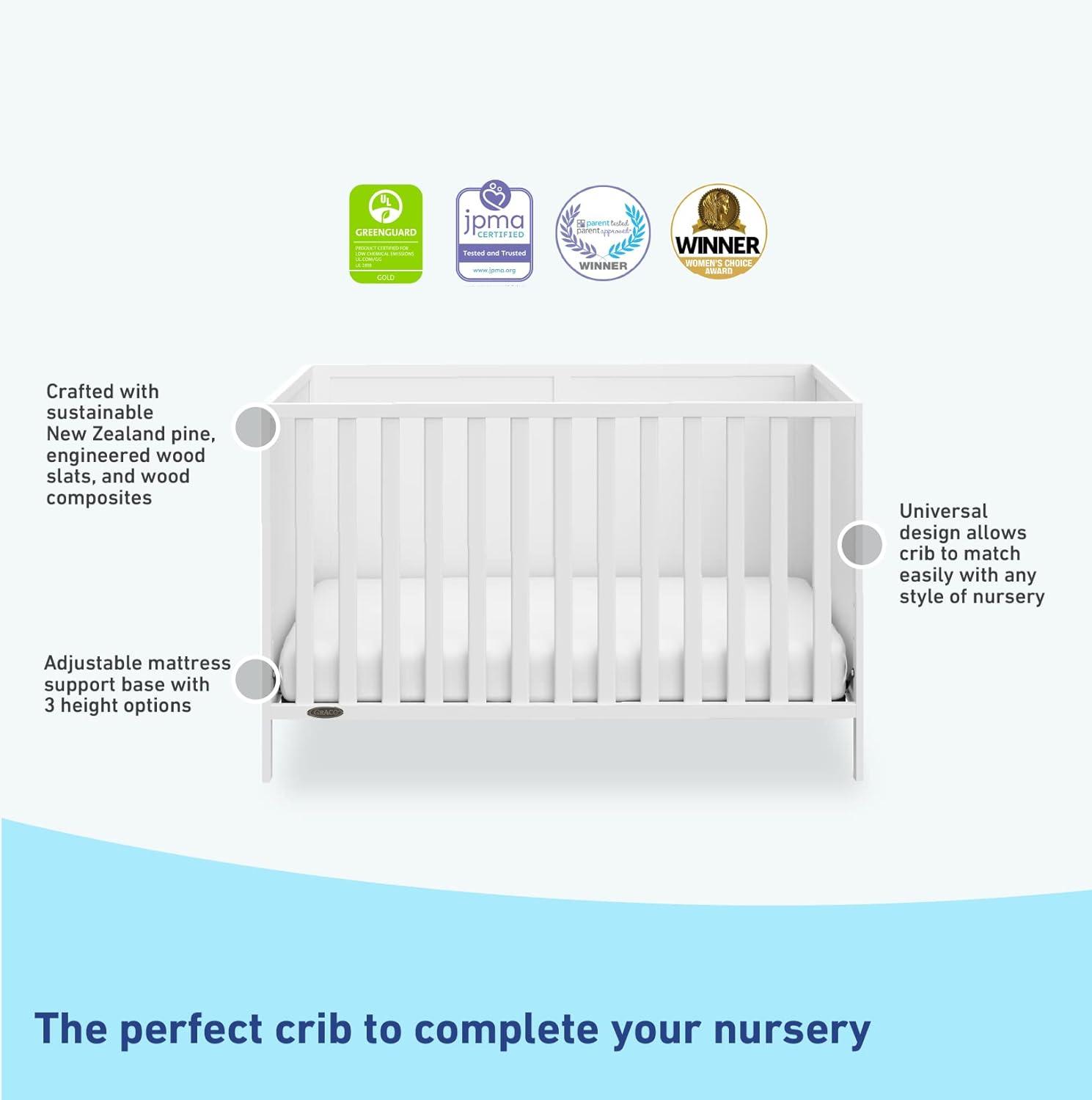 imageGraco Theo 3in1 Convertible Baby Crib White GREENGUARD Gold Certified Converts to Toddler Bed ampamp Daybed Fits Standard FullSize Baby Crib Mattress 4 Adjustable Mattress HeightsWhite