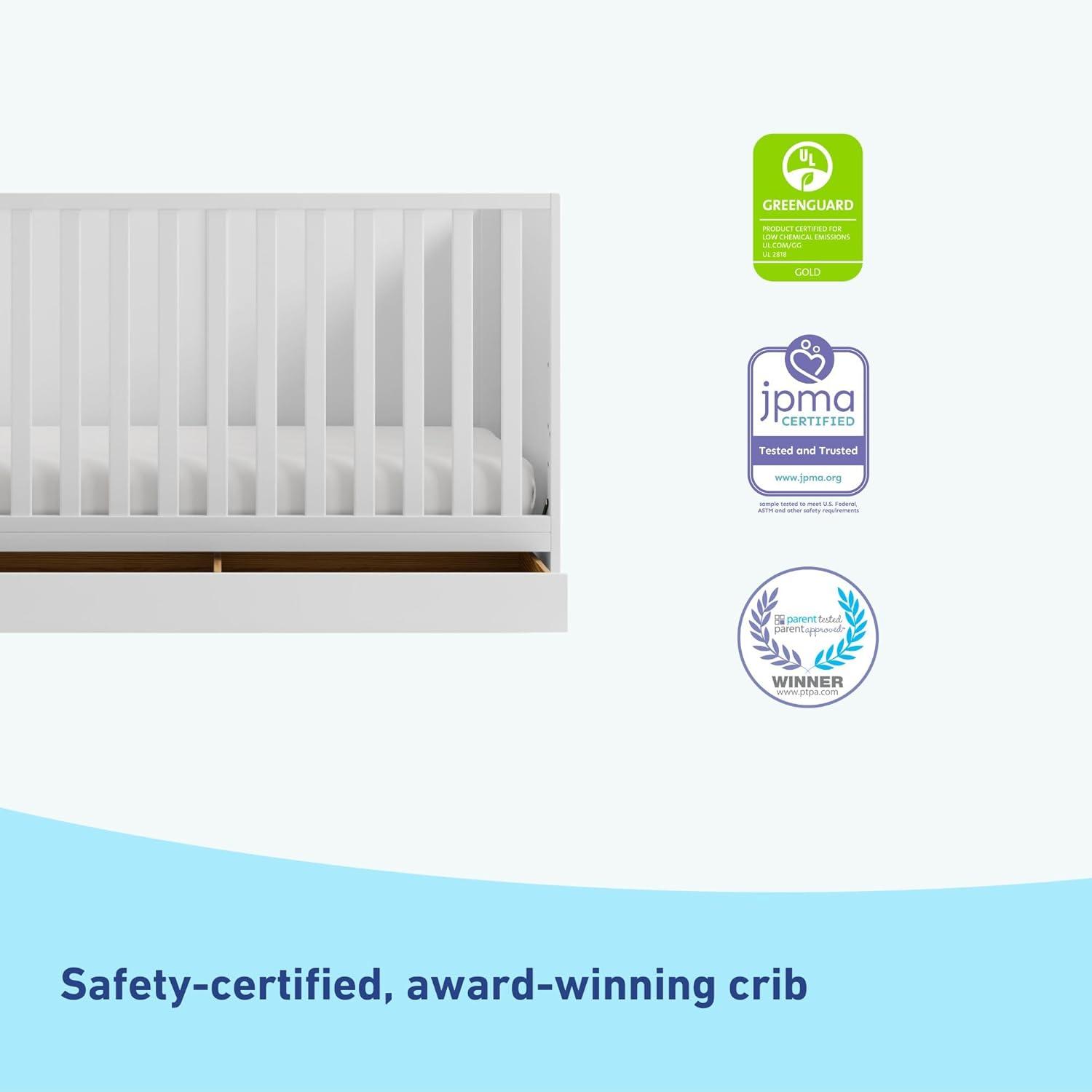 imageGraco Theo 3in1 Convertible Baby Crib White GREENGUARD Gold Certified Converts to Toddler Bed ampamp Daybed Fits Standard FullSize Baby Crib Mattress 4 Adjustable Mattress HeightsWhite