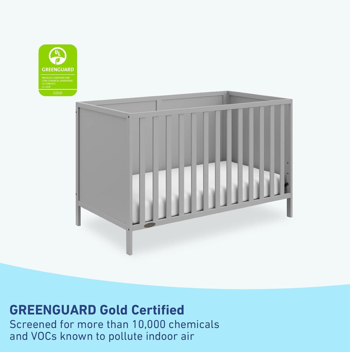 imageGraco Theo 3in1 Convertible Baby Crib White GREENGUARD Gold Certified Converts to Toddler Bed ampamp Daybed Fits Standard FullSize Baby Crib Mattress 4 Adjustable Mattress HeightsPebble Gray