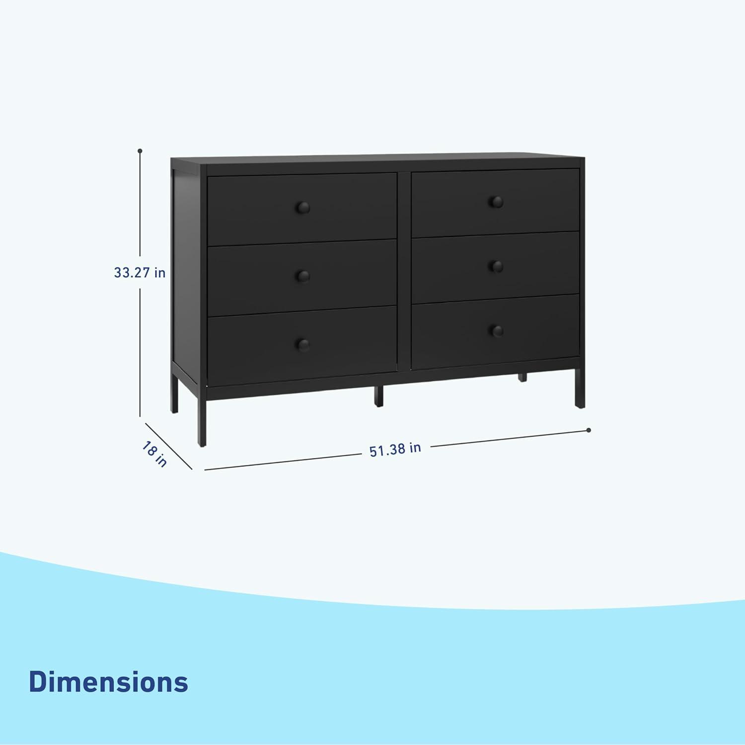 imageGraco Theo 6 Drawer Dresser White GREENGUARD Gold Certified Interlocking Drawer System Dresser Drawer Organizer for Nursery ampamp Kids BedroomBlack