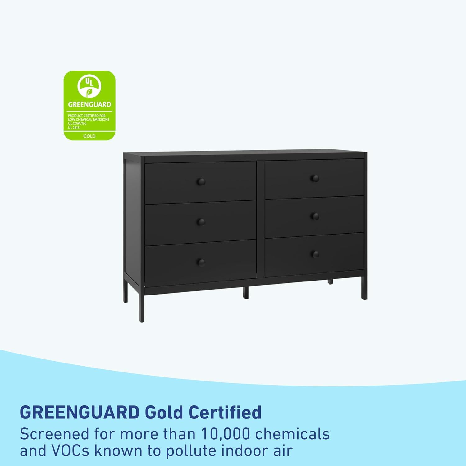 imageGraco Theo 6 Drawer Dresser White GREENGUARD Gold Certified Interlocking Drawer System Dresser Drawer Organizer for Nursery ampamp Kids BedroomBlack