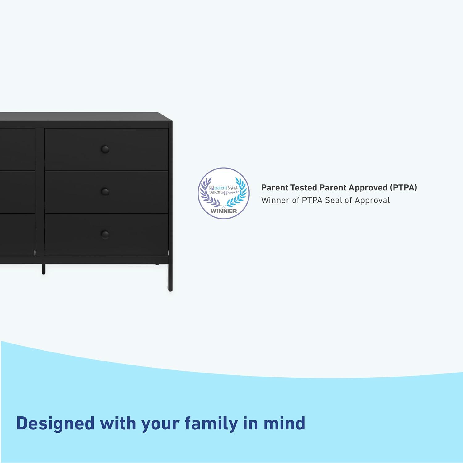 imageGraco Theo 6 Drawer Dresser White GREENGUARD Gold Certified Interlocking Drawer System Dresser Drawer Organizer for Nursery ampamp Kids BedroomBlack