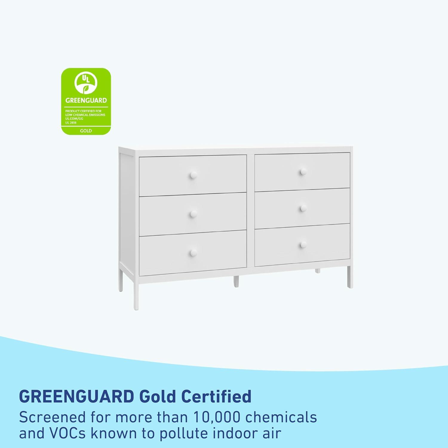 imageGraco Theo 6 Drawer Dresser White GREENGUARD Gold Certified Interlocking Drawer System Dresser Drawer Organizer for Nursery ampamp Kids BedroomWhite