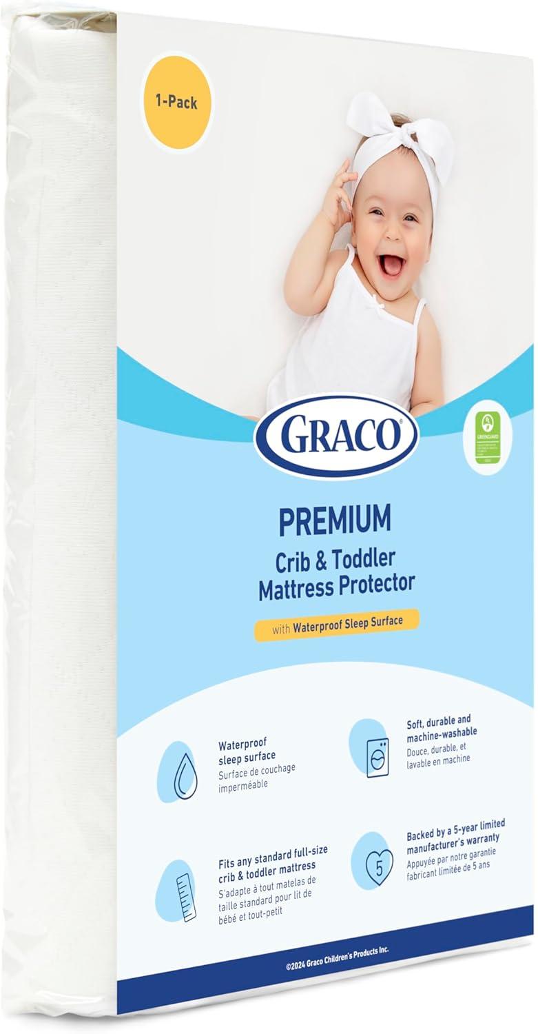 imageGraco Ultra 2in1 Premium Dual Sided Crib ampamp Toddler Mattress GREENGUARD Gold CertiPURUS Certified Foam Machine Washable Cover with 100 Waterproof Surface Fits Standard Crib ampamp Toddler BedsMattress and Protector 1PK