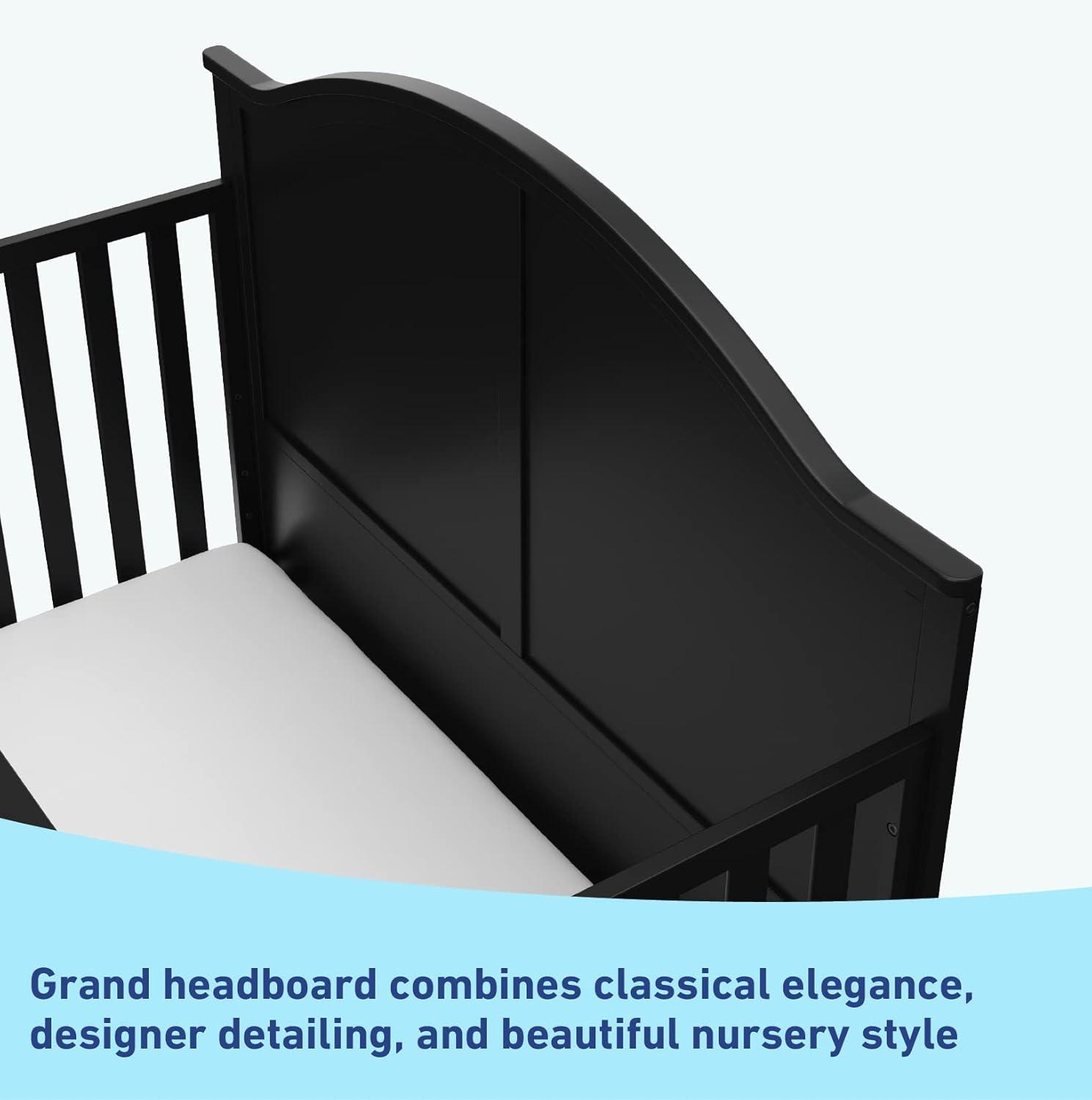 imageGraco Wilfred 5in1 Convertible Crib Black GREENGUARD Gold Certified Converts to Toddler Bed and FullSize Bed Fits Standard FullSize Crib Mattress Adjustable Mattress Support BaseBlack