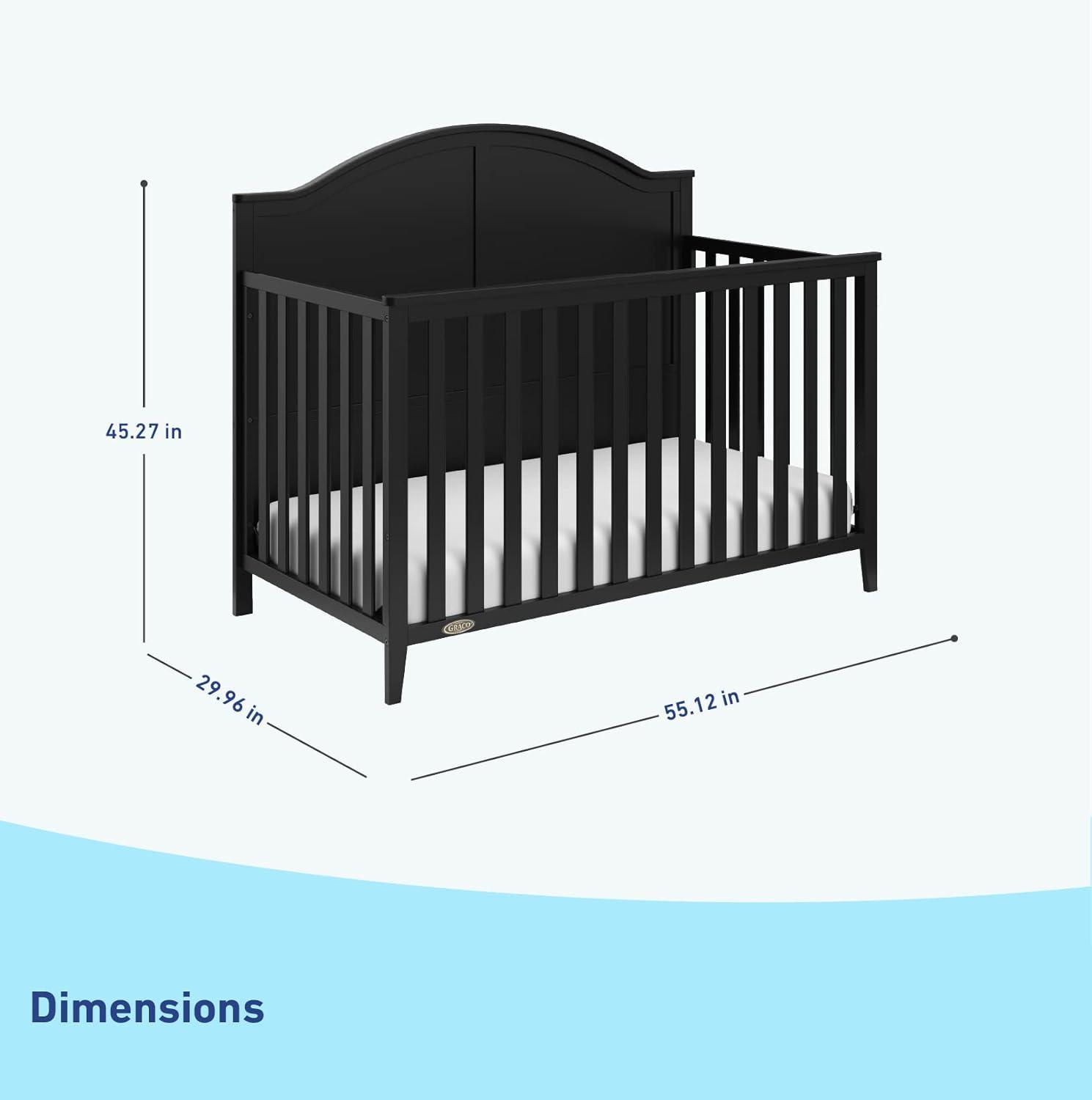 imageGraco Wilfred 5in1 Convertible Crib Black GREENGUARD Gold Certified Converts to Toddler Bed and FullSize Bed Fits Standard FullSize Crib Mattress Adjustable Mattress Support BaseBlack