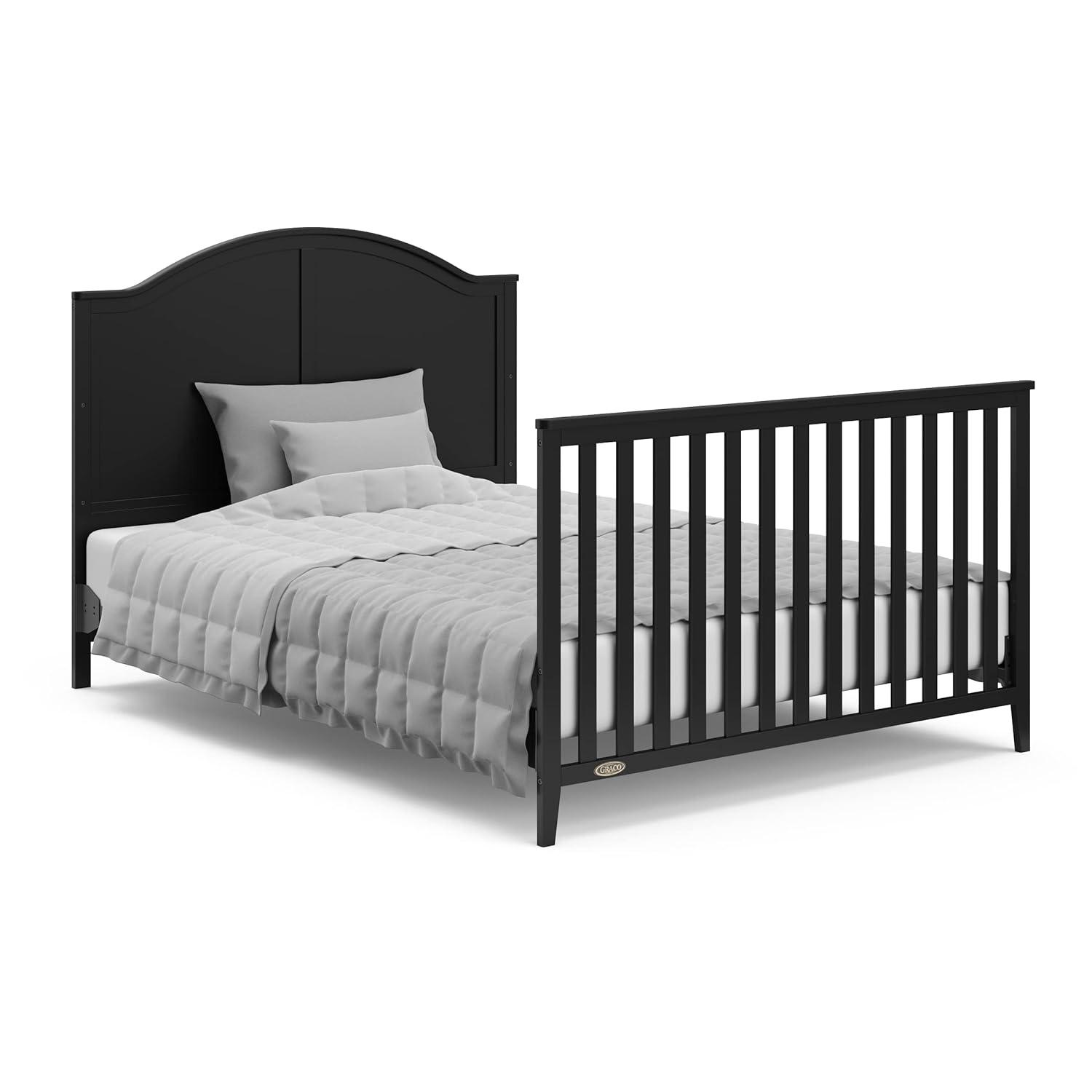 imageGraco Wilfred 5in1 Convertible Crib Black GREENGUARD Gold Certified Converts to Toddler Bed and FullSize Bed Fits Standard FullSize Crib Mattress Adjustable Mattress Support BaseBlack