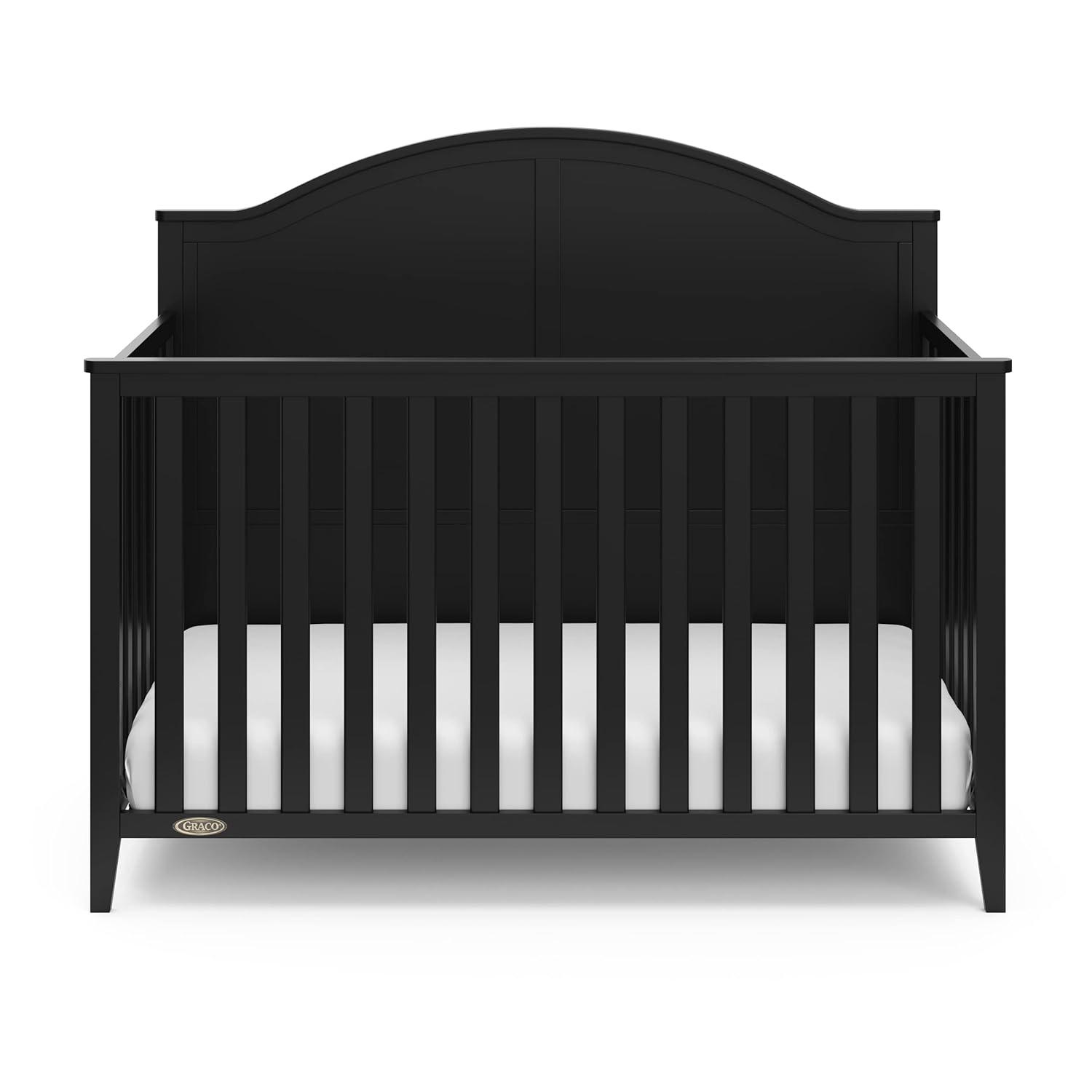 imageGraco Wilfred 5in1 Convertible Crib Black GREENGUARD Gold Certified Converts to Toddler Bed and FullSize Bed Fits Standard FullSize Crib Mattress Adjustable Mattress Support BaseBlack