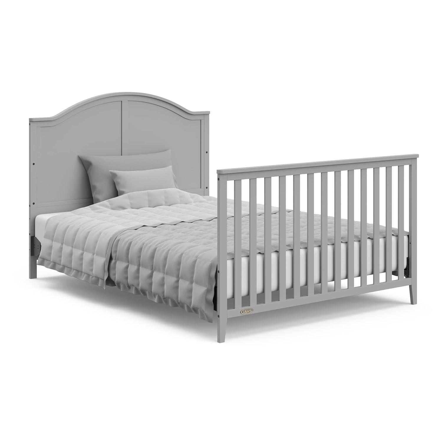 imageGraco Wilfred 5in1 Convertible Crib Black GREENGUARD Gold Certified Converts to Toddler Bed and FullSize Bed Fits Standard FullSize Crib Mattress Adjustable Mattress Support BasePebble Gray