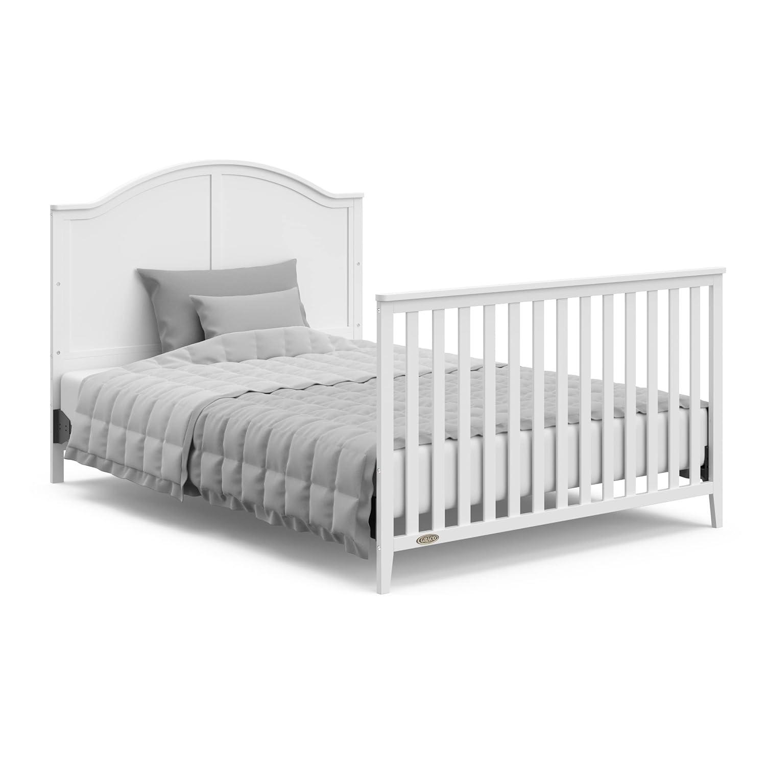 imageGraco Wilfred 5in1 Convertible Crib Black GREENGUARD Gold Certified Converts to Toddler Bed and FullSize Bed Fits Standard FullSize Crib Mattress Adjustable Mattress Support BaseWhite