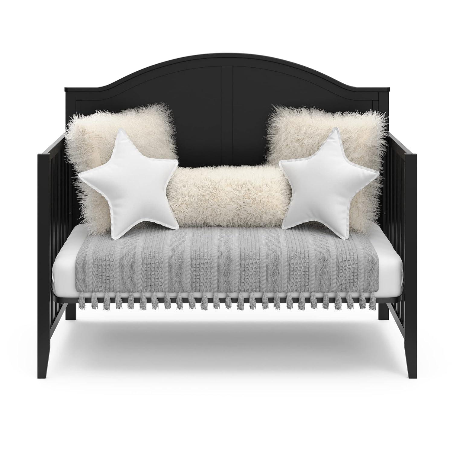 imageGraco Wilfred 5in1 Convertible Crib Black GREENGUARD Gold Certified Converts to Toddler Bed and FullSize Bed Fits Standard FullSize Crib Mattress Adjustable Mattress Support BaseBlack