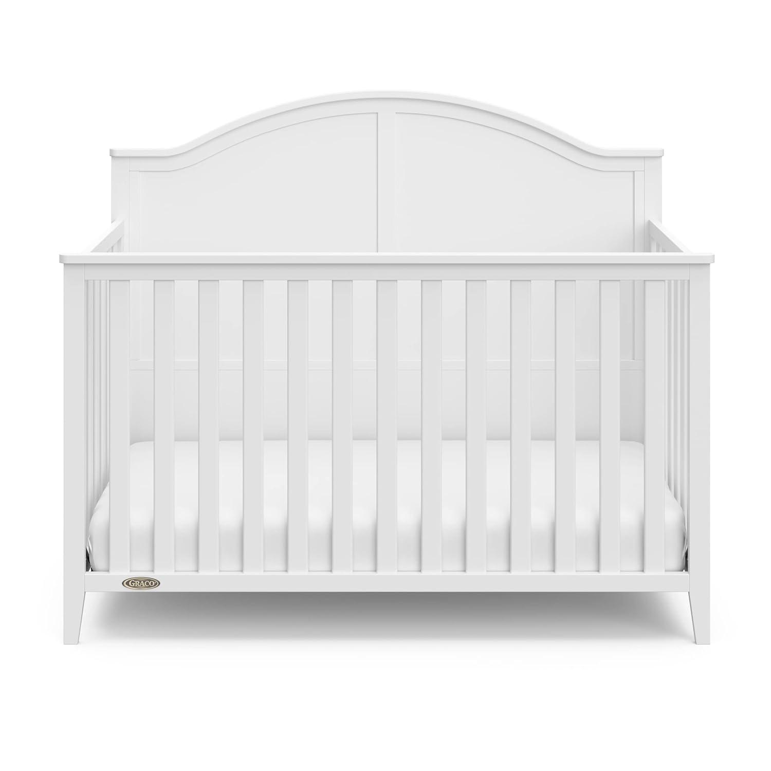 imageGraco Wilfred 5in1 Convertible Crib Black GREENGUARD Gold Certified Converts to Toddler Bed and FullSize Bed Fits Standard FullSize Crib Mattress Adjustable Mattress Support BaseWhite