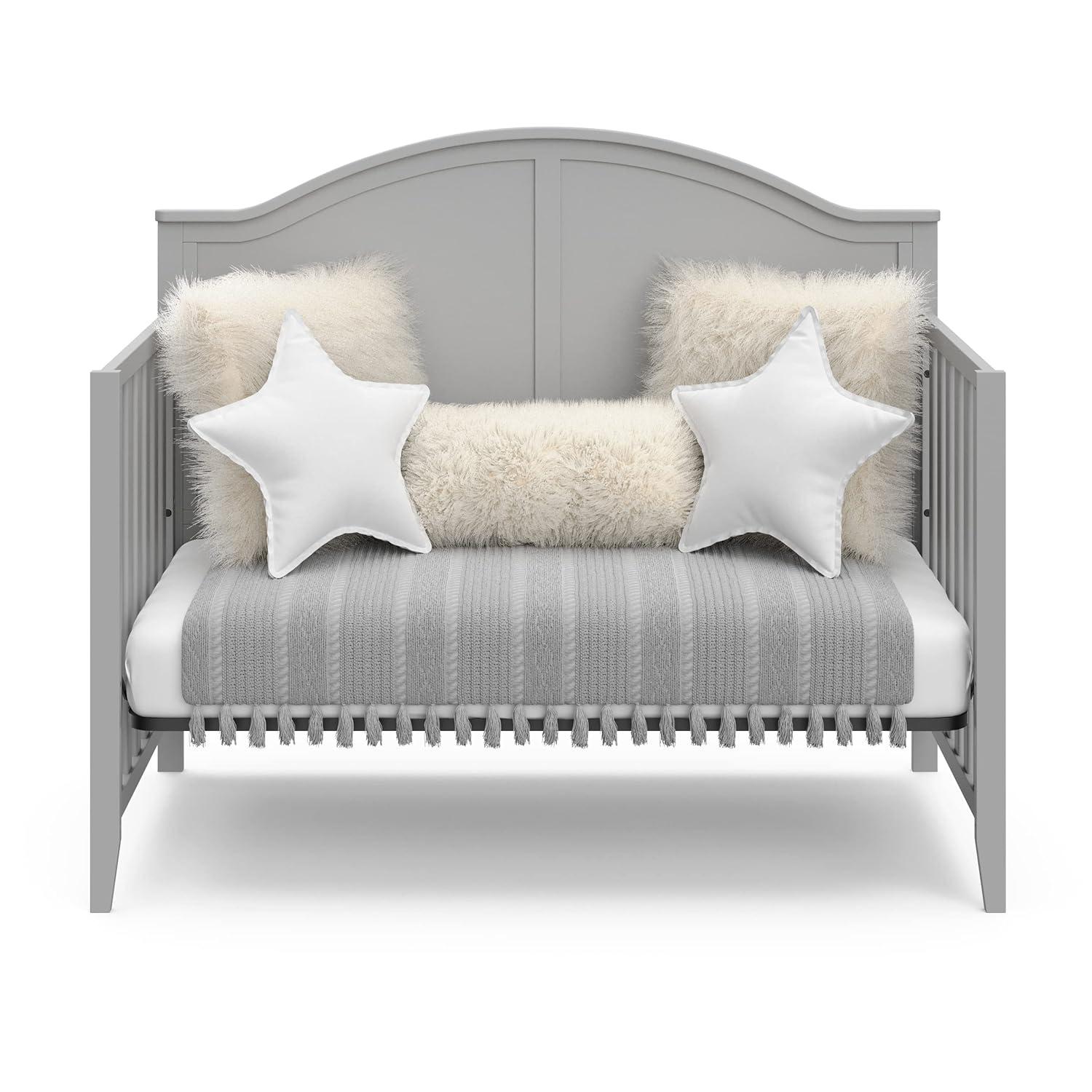 imageGraco Wilfred 5in1 Convertible Crib Black GREENGUARD Gold Certified Converts to Toddler Bed and FullSize Bed Fits Standard FullSize Crib Mattress Adjustable Mattress Support BasePebble Gray