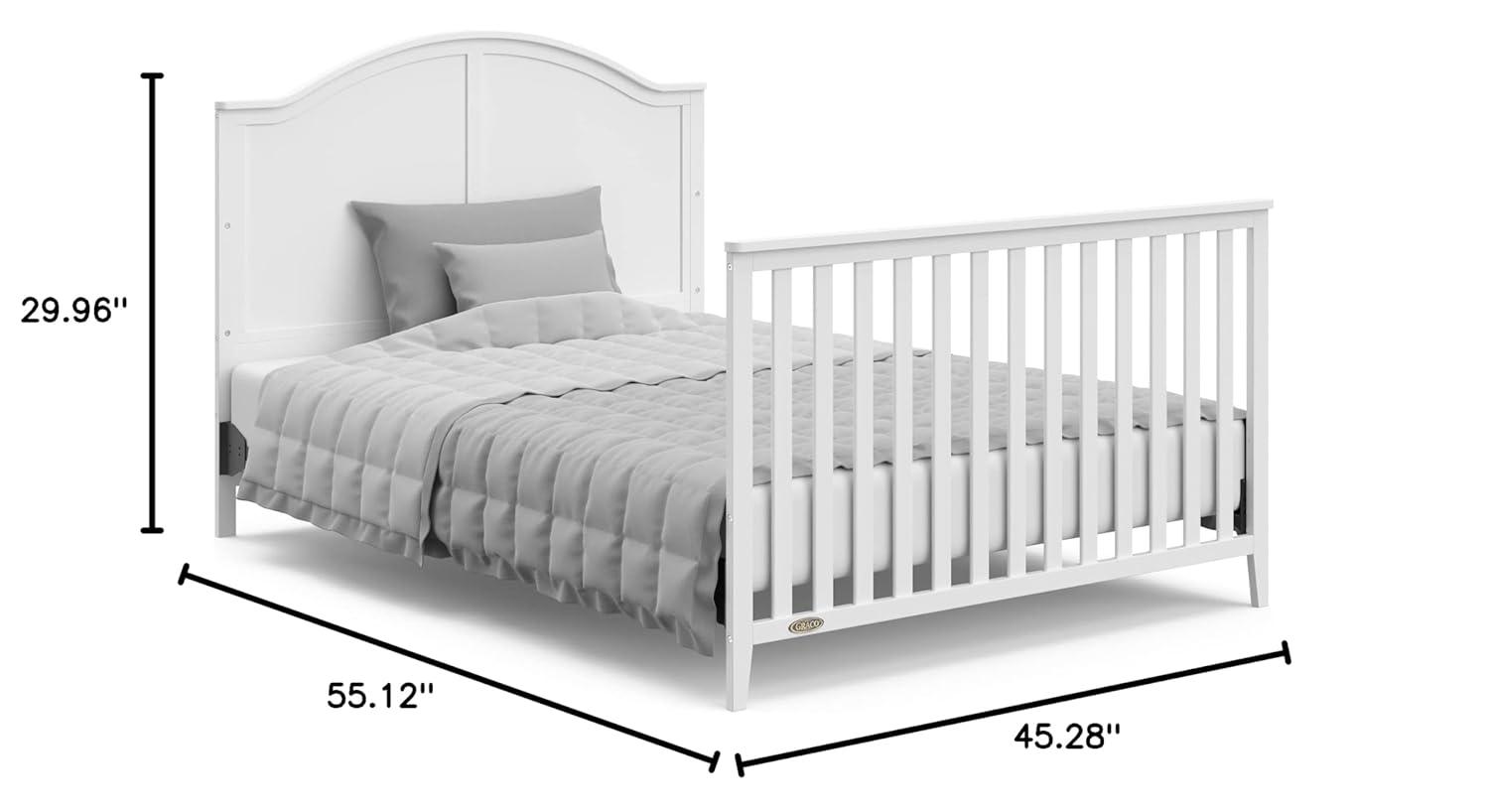 imageGraco Wilfred 5in1 Convertible Crib Black GREENGUARD Gold Certified Converts to Toddler Bed and FullSize Bed Fits Standard FullSize Crib Mattress Adjustable Mattress Support BaseWhite