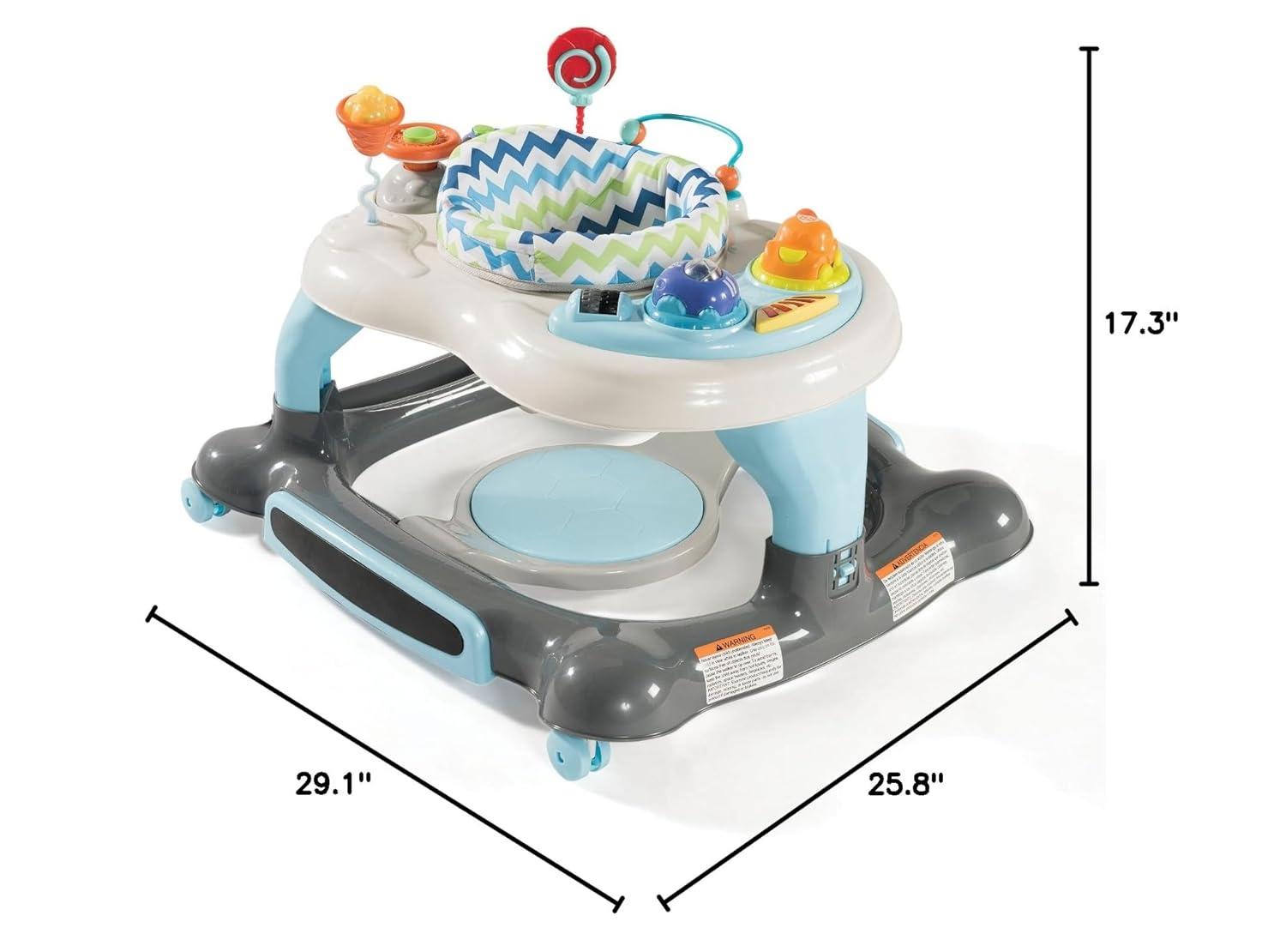 imageStorkcraft 3in1 Activity Walker and Rocker with Jumping Board Feeding Tray Interactive Toy Tray for Toddlers Infants BlueGrayBlueGray