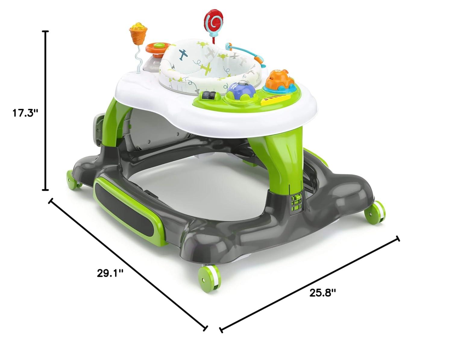 imageStorkcraft 3in1 Activity Walker and Rocker with Jumping Board Feeding Tray Interactive Toy Tray for Toddlers Infants BlueGrayGreen