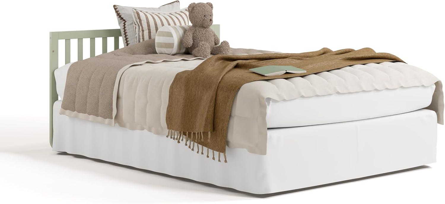 imageStorkcraft Amalfi 5in1 Convertible Crib with Toddler Guardrail Frosted Oat ampamp Driftwood GREENGUARD Gold Certified Toddler Bed Conversion Kit Included Fits Crib Mattress Converts to Full BedSage and Driftwood