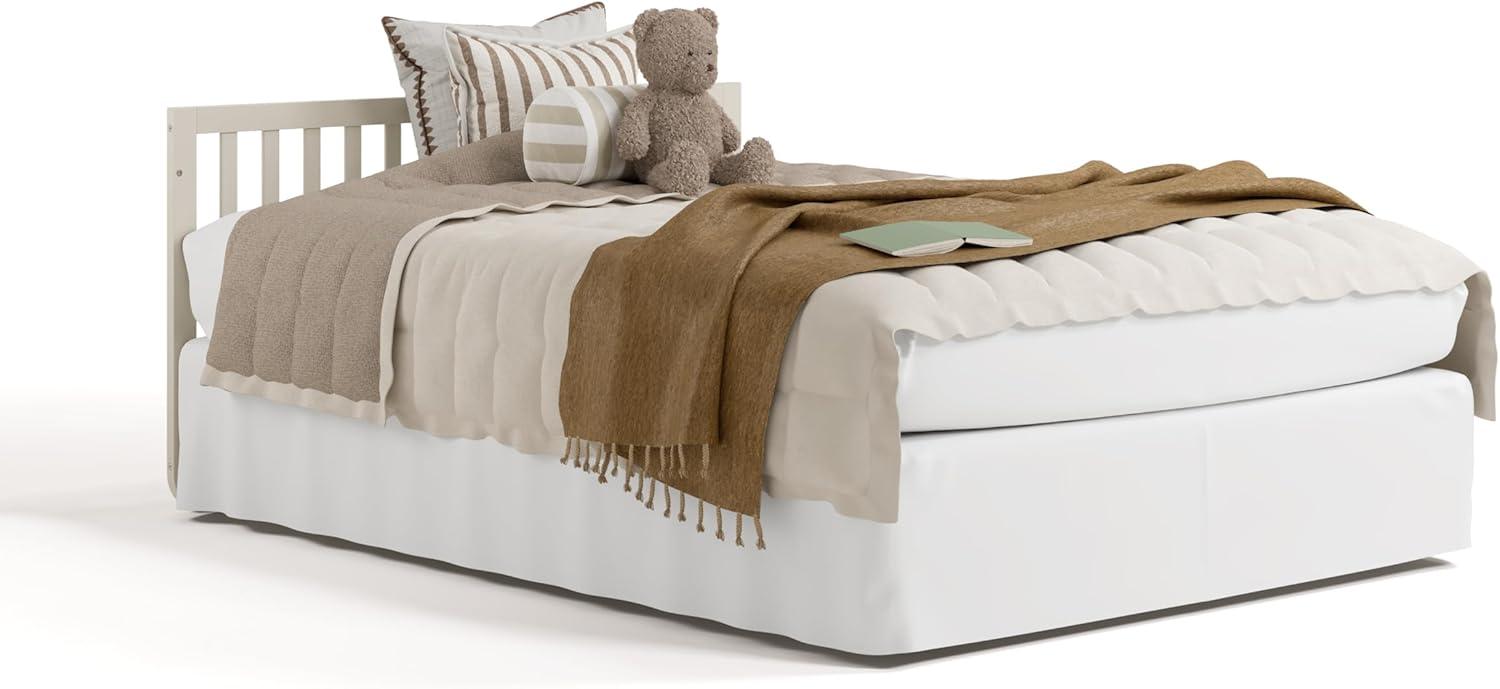 imageStorkcraft Amalfi 5in1 Convertible Crib with Toddler Guardrail Frosted Oat ampamp Driftwood GREENGUARD Gold Certified Toddler Bed Conversion Kit Included Fits Crib Mattress Converts to Full BedFrosted Oat and Driftwood