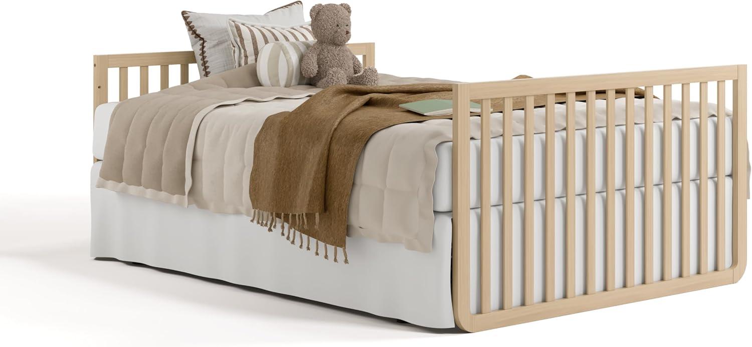 imageStorkcraft Amalfi 5in1 Convertible Crib with Toddler Guardrail Frosted Oat ampamp Driftwood GREENGUARD Gold Certified Toddler Bed Conversion Kit Included Fits Crib Mattress Converts to Full BedDriftwood
