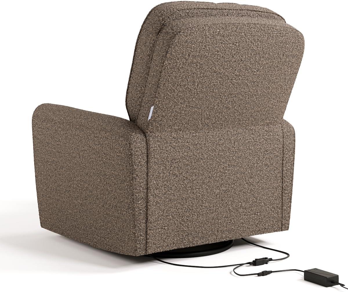imageStorkcraft Amalfi Deluxe Power Recliner Swivel Glider Ivory Boucle Premium Electronic Power Recliner for Nursery Includes DualUSB Charging Port with USBA ampamp USBC Glider Rocking ChairMountain Brown Boucle