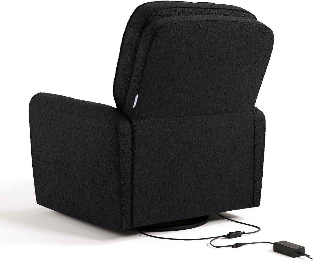imageStorkcraft Amalfi Deluxe Power Recliner Swivel Glider Ivory Boucle Premium Electronic Power Recliner for Nursery Includes DualUSB Charging Port with USBA ampamp USBC Glider Rocking ChairBlack Boucle