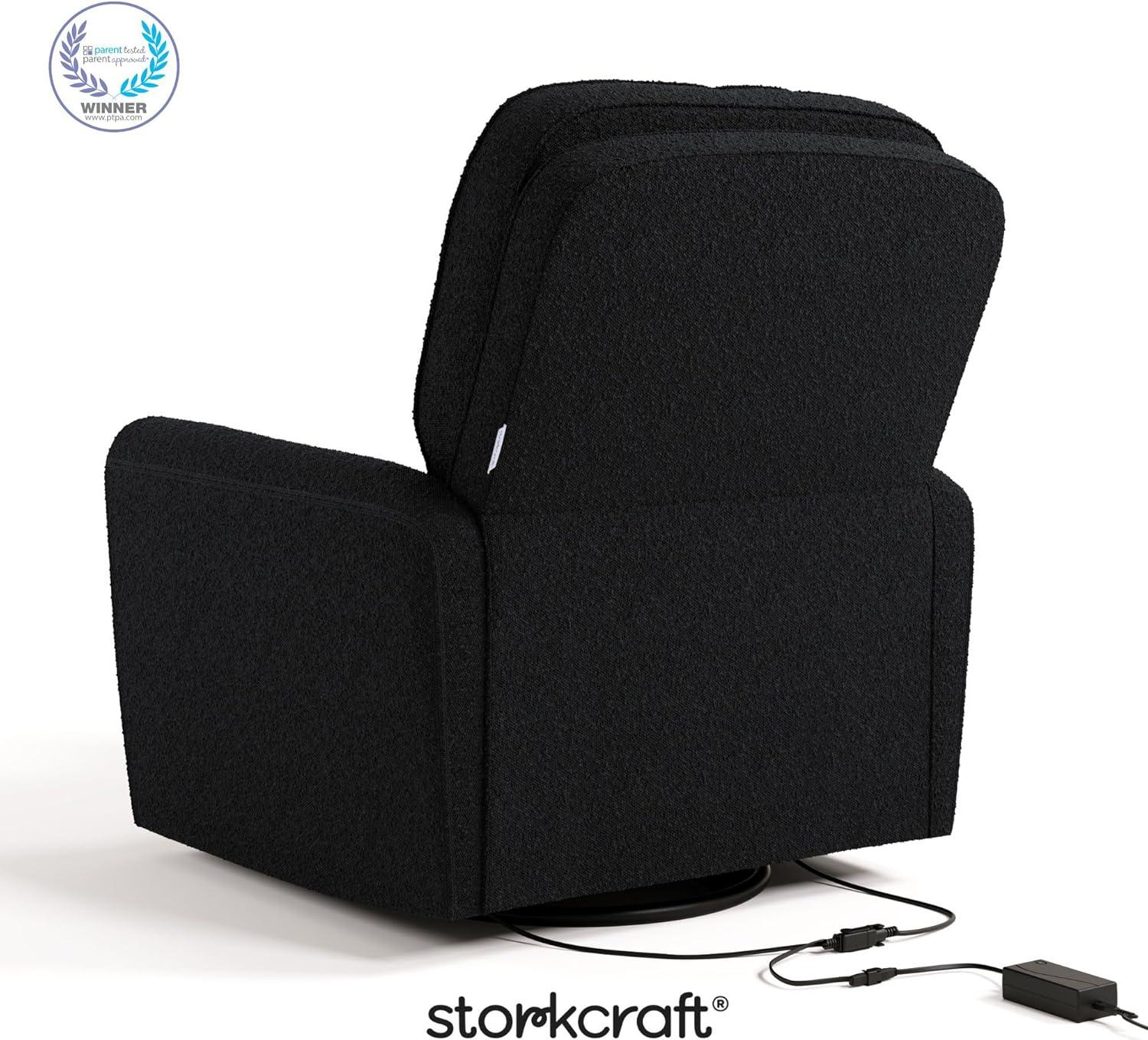 imageStorkcraft Amalfi Deluxe Power Recliner Swivel Glider Ivory Boucle Premium Electronic Power Recliner for Nursery Includes DualUSB Charging Port with USBA ampamp USBC Glider Rocking ChairBlack Boucle