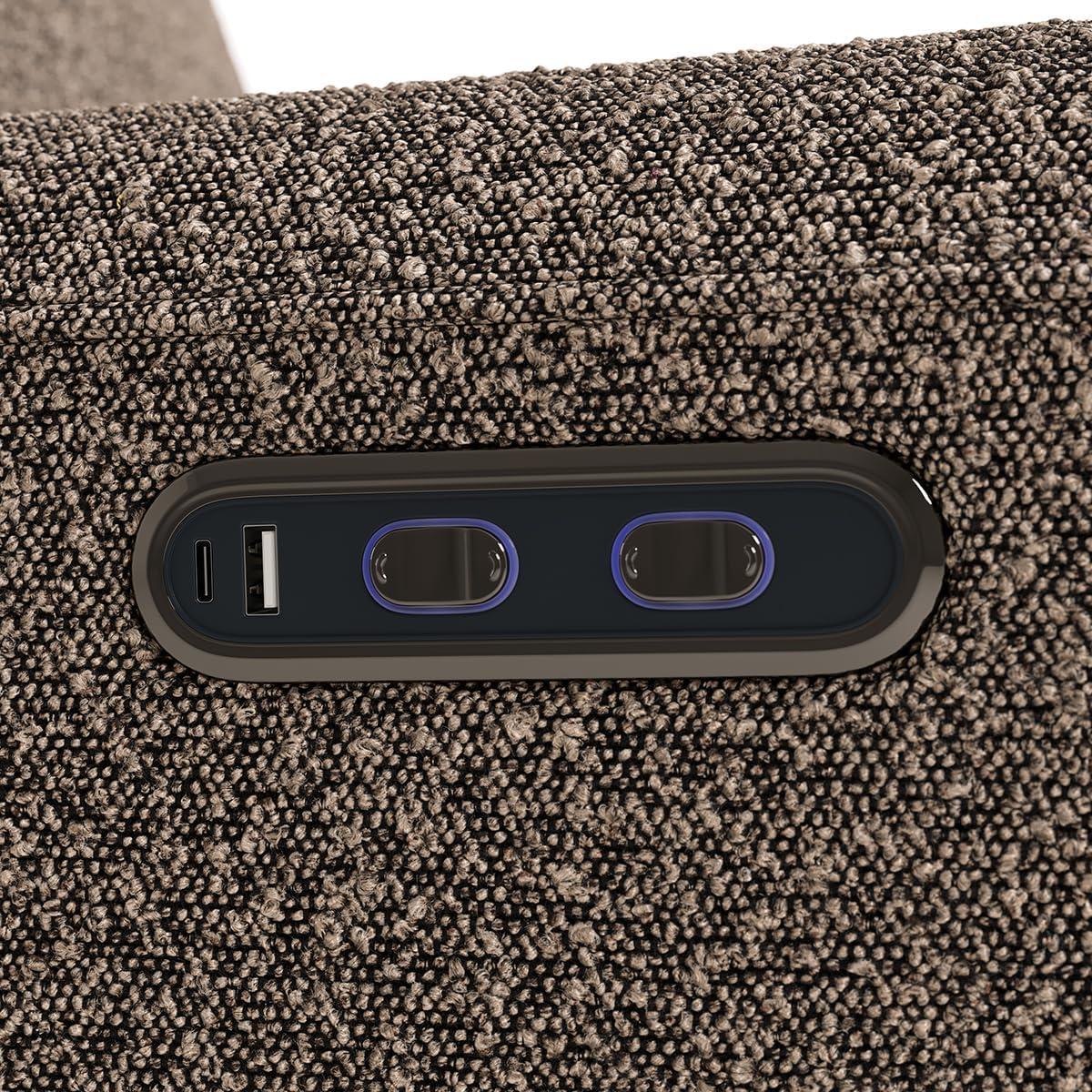 imageStorkcraft Amalfi Deluxe Power Recliner Swivel Glider Ivory Boucle Premium Electronic Power Recliner for Nursery Includes DualUSB Charging Port with USBA ampamp USBC Glider Rocking ChairMountain Brown Boucle