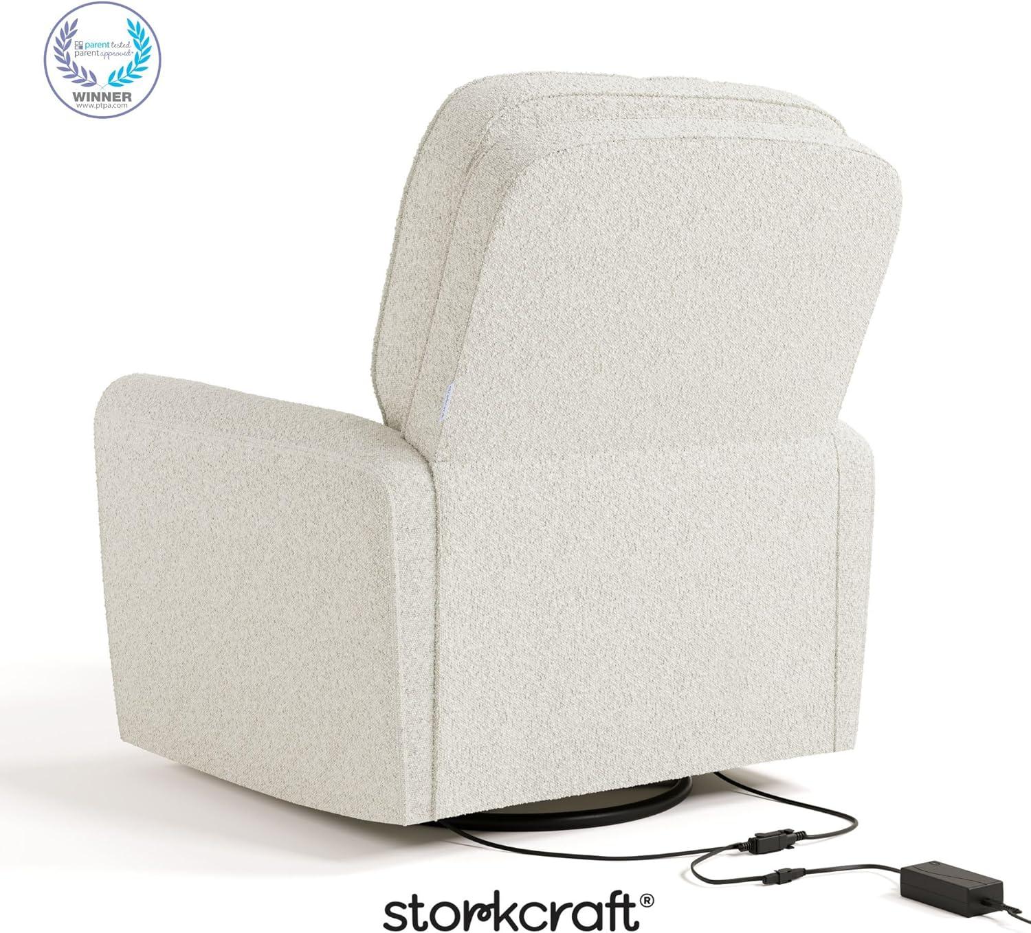 imageStorkcraft Amalfi Deluxe Power Recliner Swivel Glider Ivory Boucle Premium Electronic Power Recliner for Nursery Includes DualUSB Charging Port with USBA ampamp USBC Glider Rocking ChairIvory Boucle