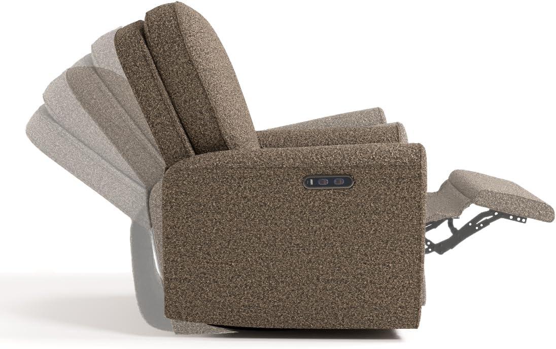 imageStorkcraft Amalfi Deluxe Power Recliner Swivel Glider Ivory Boucle Premium Electronic Power Recliner for Nursery Includes DualUSB Charging Port with USBA ampamp USBC Glider Rocking ChairMountain Brown Boucle