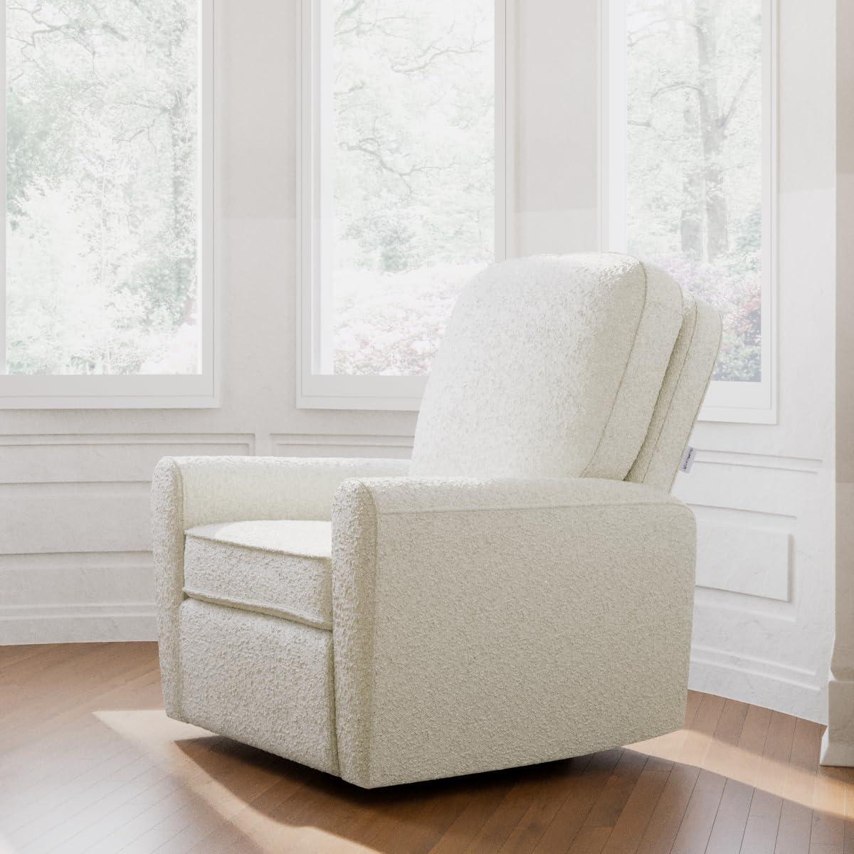 imageStorkcraft Amalfi Deluxe Power Recliner Swivel Glider Ivory Boucle Premium Electronic Power Recliner for Nursery Includes DualUSB Charging Port with USBA ampamp USBC Glider Rocking ChairIvory Boucle