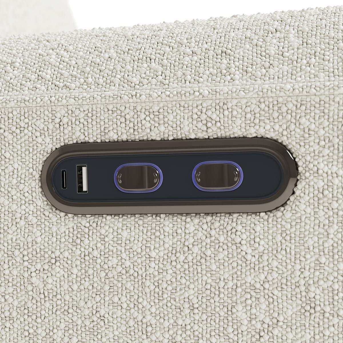 imageStorkcraft Amalfi Deluxe Power Recliner Swivel Glider Ivory Boucle Premium Electronic Power Recliner for Nursery Includes DualUSB Charging Port with USBA ampamp USBC Glider Rocking ChairIvory Boucle