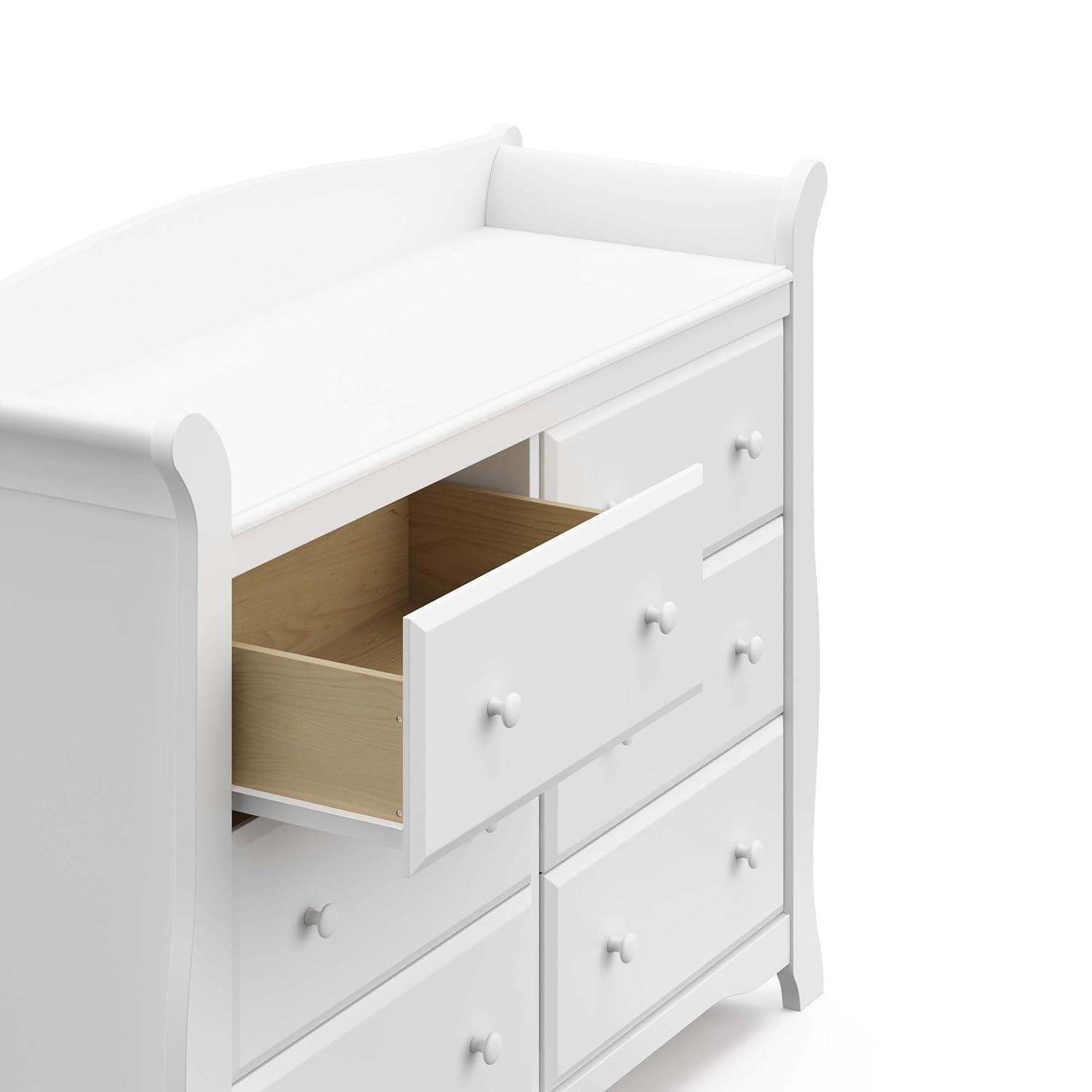 imageStorkcraft Avalon 6 Drawer Double Dresser White Dresser for Kids Bedroom Nursery Dresser Organizer Chest of Drawers for Bedroom with 6 Drawers Classic Design for Childrens BedroomWhite