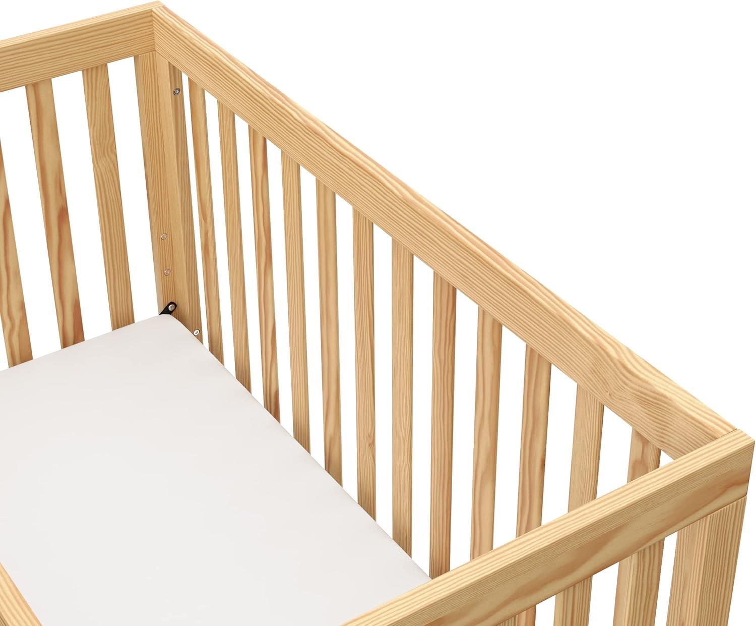 imageStorkcraft Beckett 3in1 Convertible Crib Natural GREENGUARD Gold Certified Fits Standard Crib Mattress Converts to Toddler Bed and Daybed 4 Adjustable Mattress Heights GrowwithMe DesignNatural