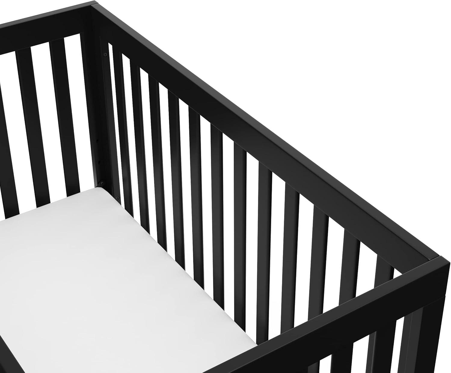 imageStorkcraft Beckett 3in1 Convertible Crib Natural GREENGUARD Gold Certified Fits Standard Crib Mattress Converts to Toddler Bed and Daybed 4 Adjustable Mattress Heights GrowwithMe DesignBlack