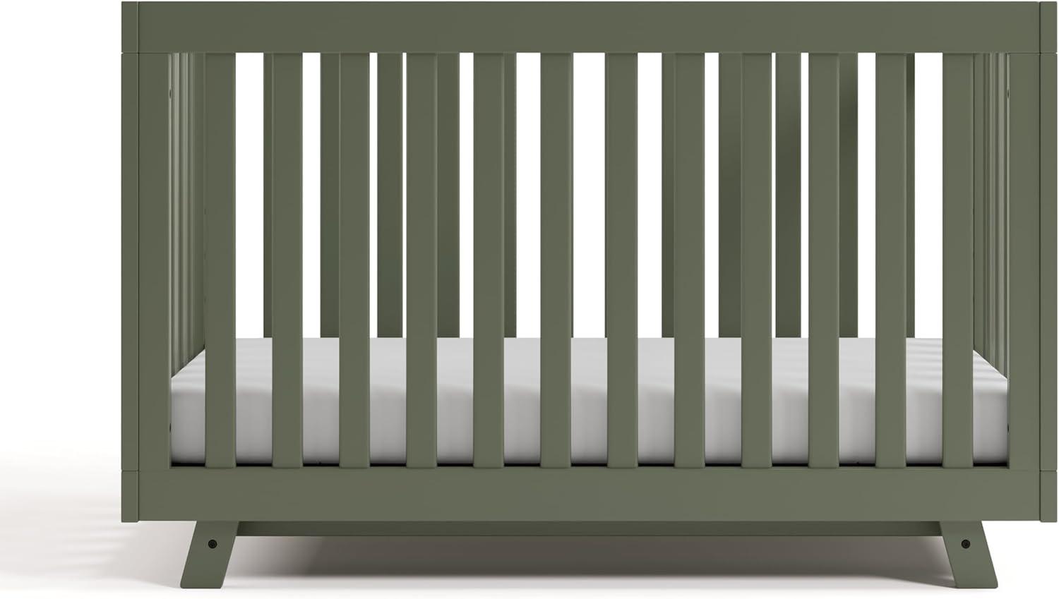 imageStorkcraft Beckett 3in1 Convertible Crib Natural GREENGUARD Gold Certified Fits Standard Crib Mattress Converts to Toddler Bed and Daybed 4 Adjustable Mattress Heights GrowwithMe DesignOlive