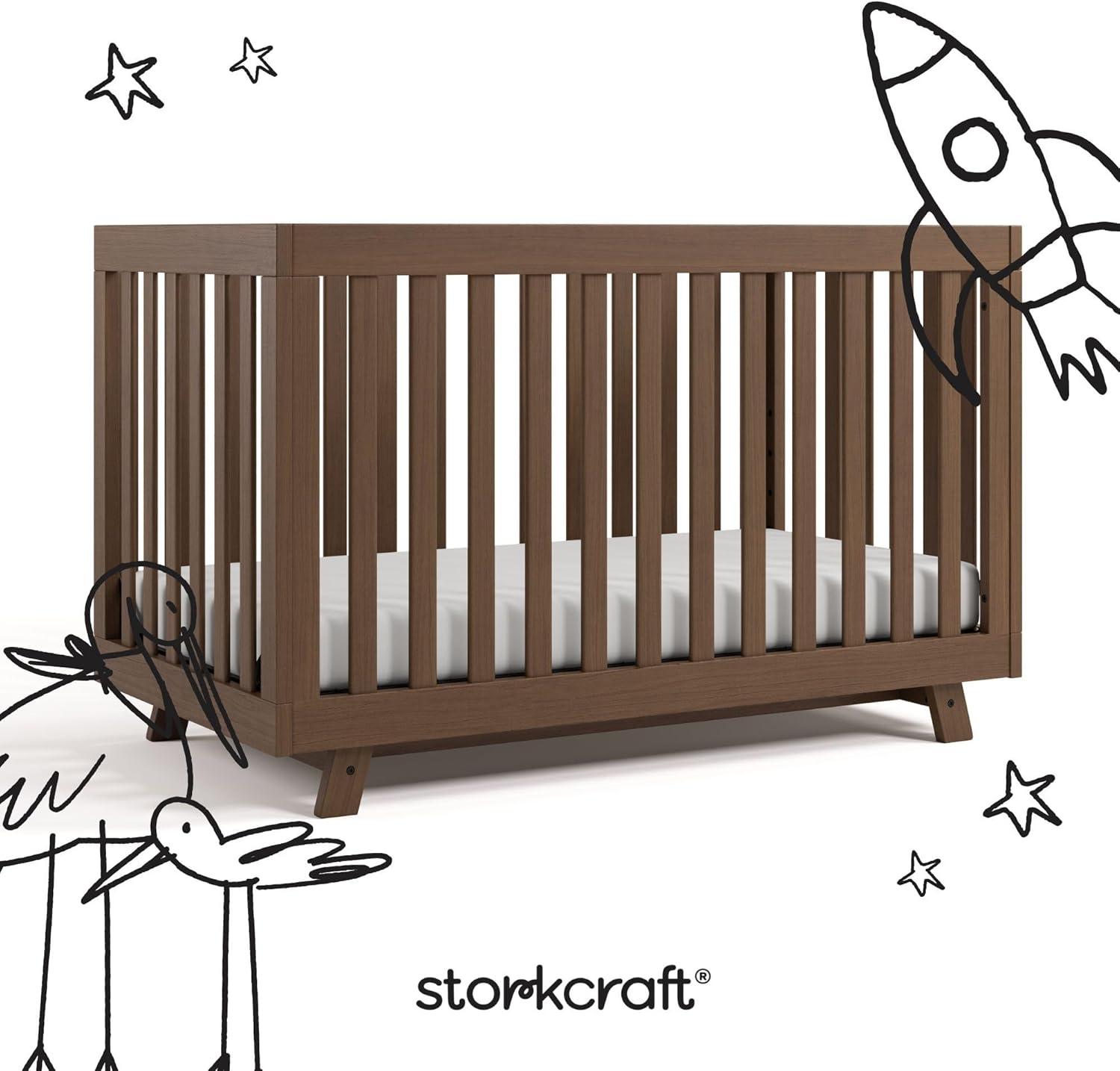 imageStorkcraft Beckett 3in1 Convertible Crib Natural GREENGUARD Gold Certified Fits Standard Crib Mattress Converts to Toddler Bed and Daybed 4 Adjustable Mattress Heights GrowwithMe DesignHazelnut