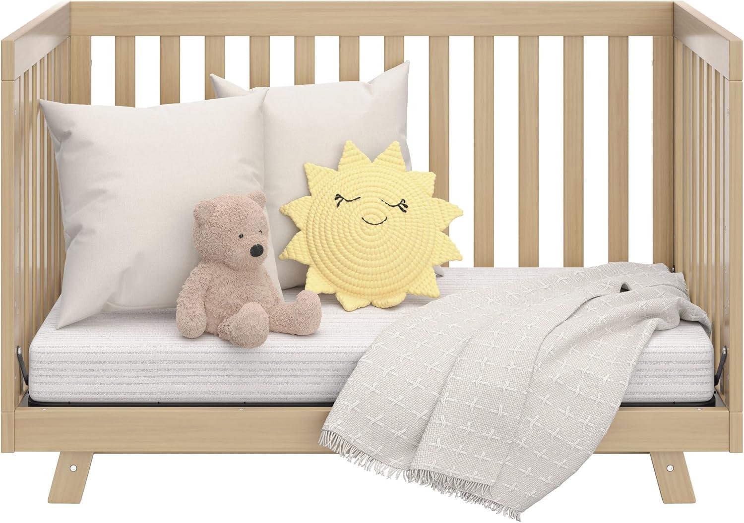 imageStorkcraft Beckett 3in1 Convertible Crib Natural GREENGUARD Gold Certified Fits Standard Crib Mattress Converts to Toddler Bed and Daybed 4 Adjustable Mattress Heights GrowwithMe DesignDriftwood